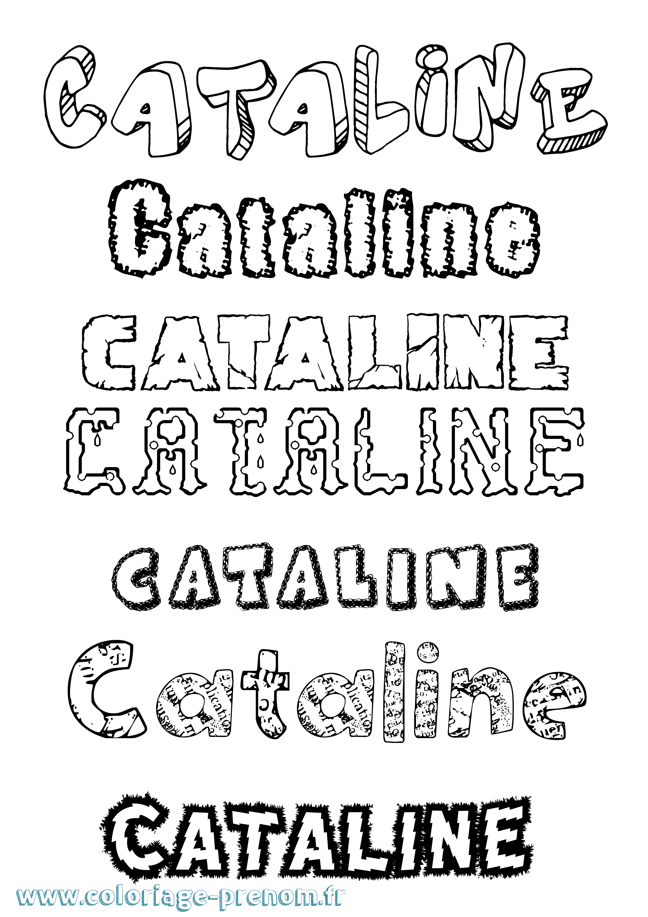 Coloriage prénom Cataline Destructuré
