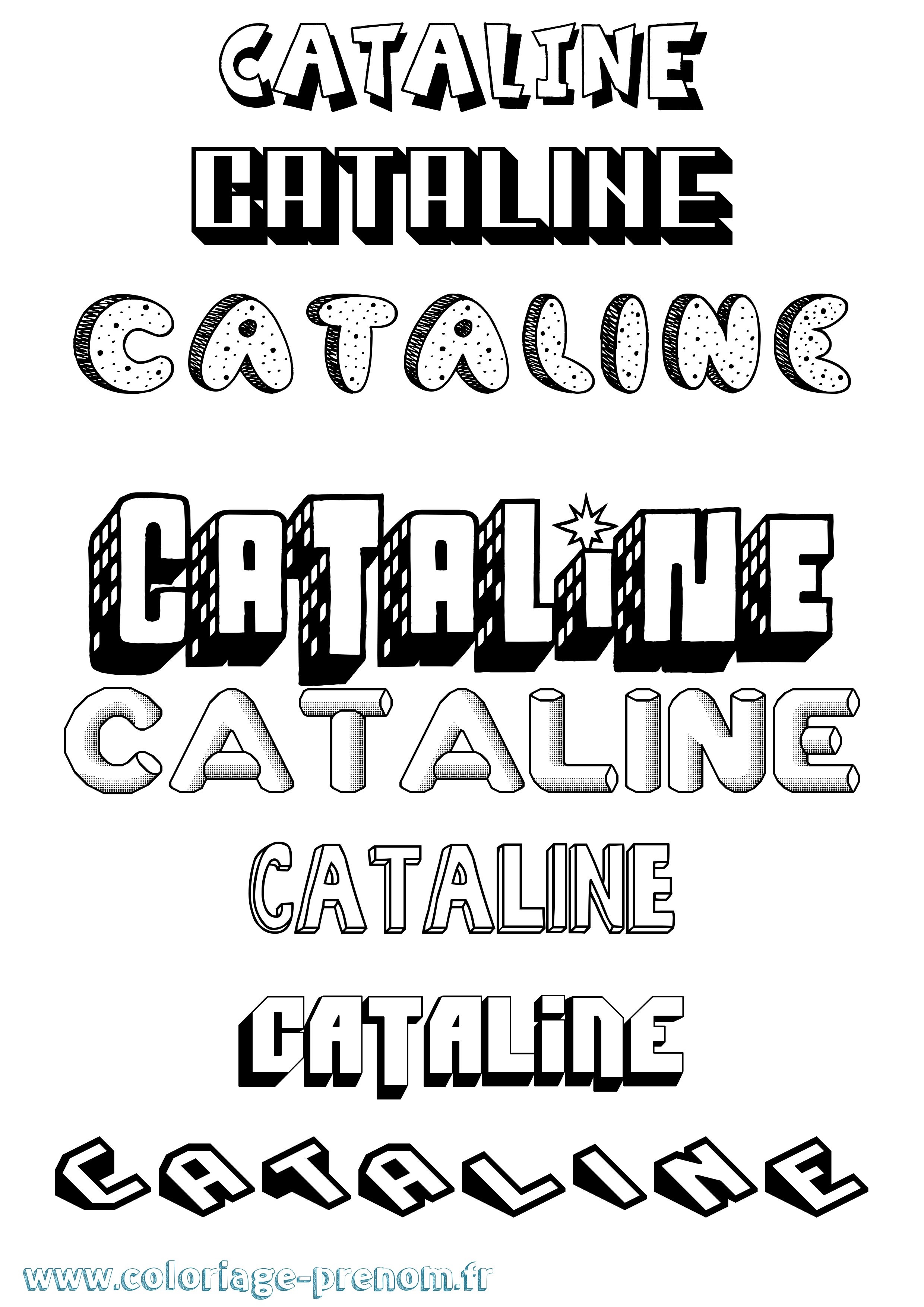 Coloriage prénom Cataline Effet 3D