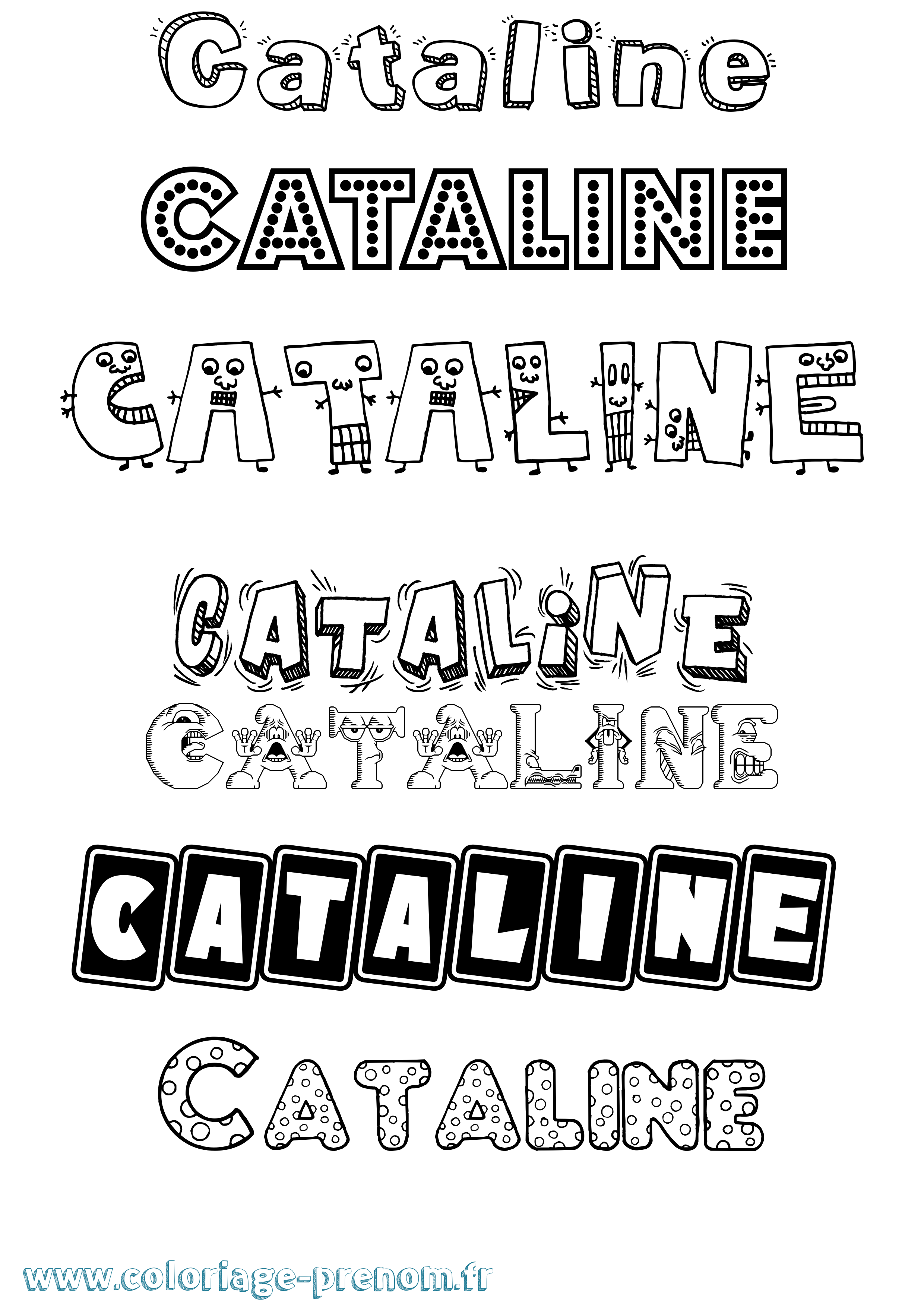 Coloriage prénom Cataline Fun