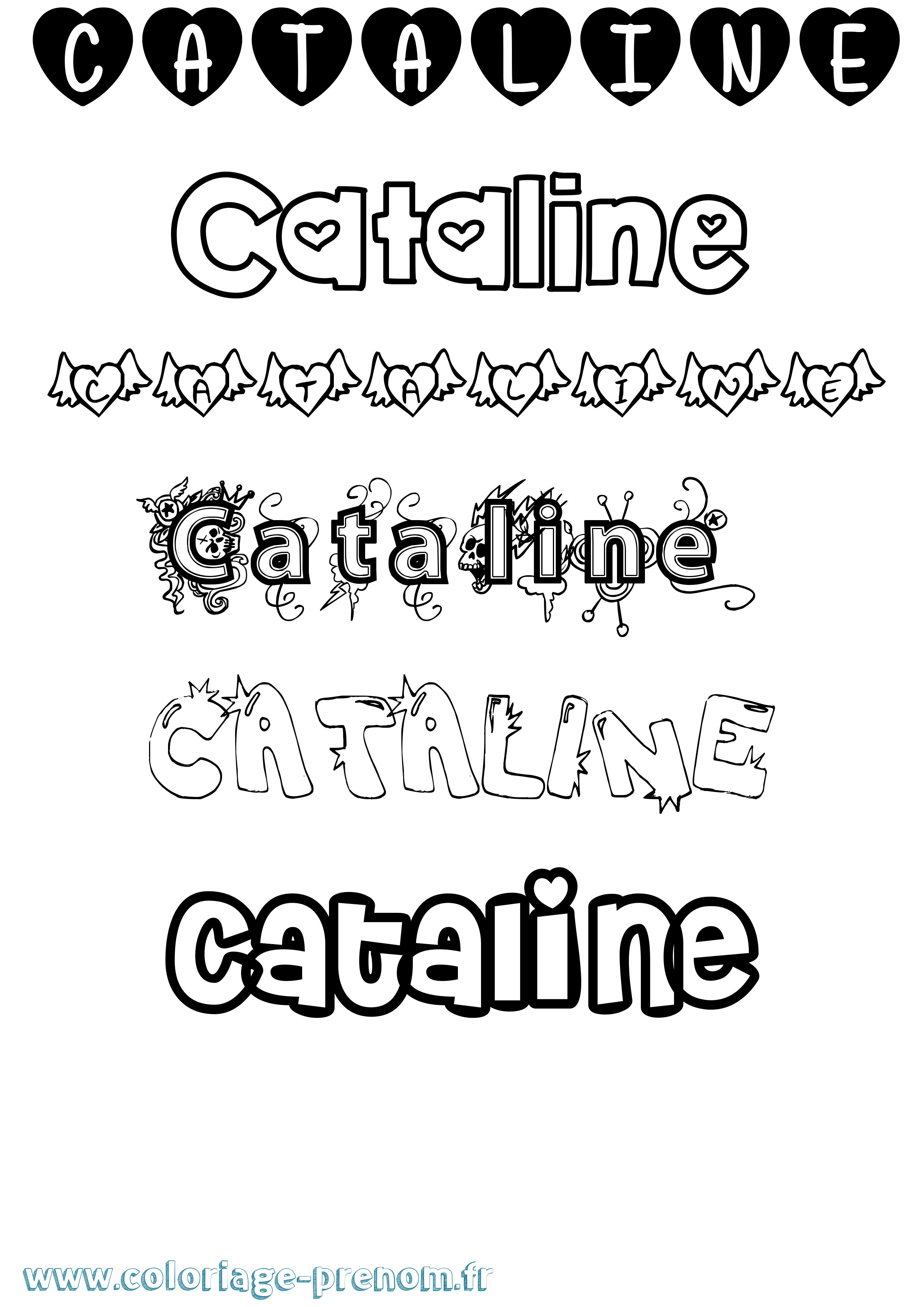 Coloriage prénom Cataline Girly