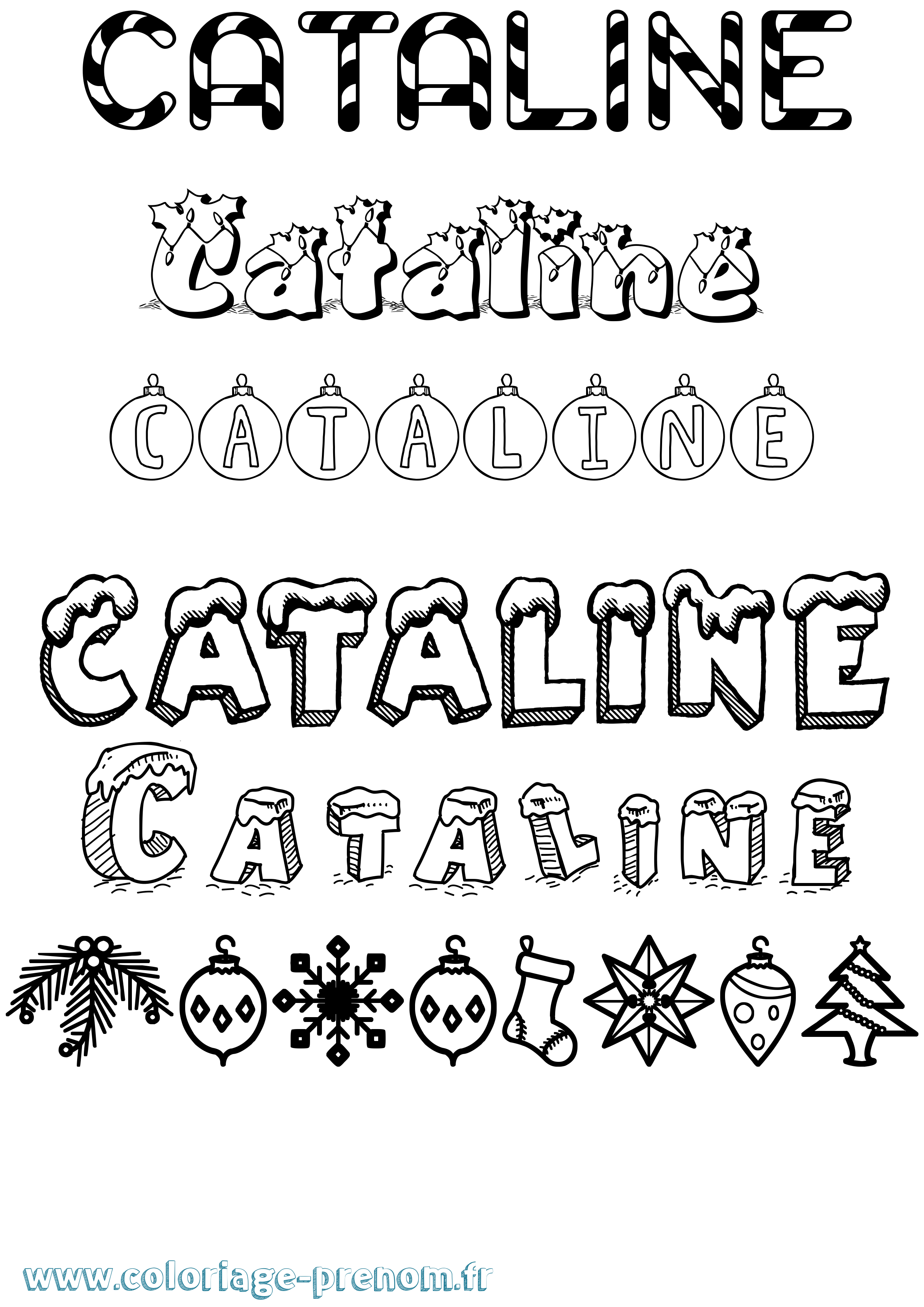 Coloriage prénom Cataline Noël