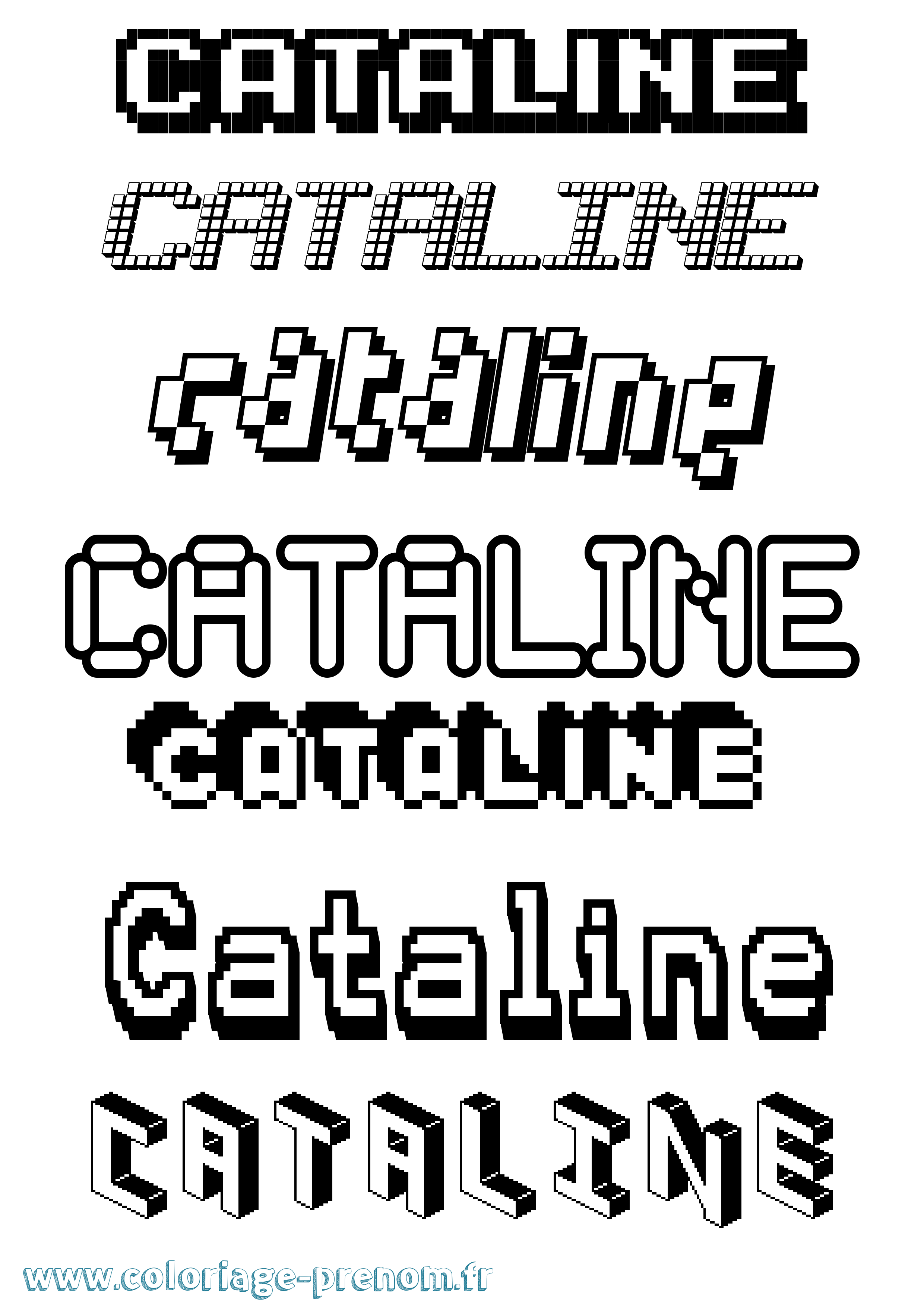 Coloriage prénom Cataline Pixel