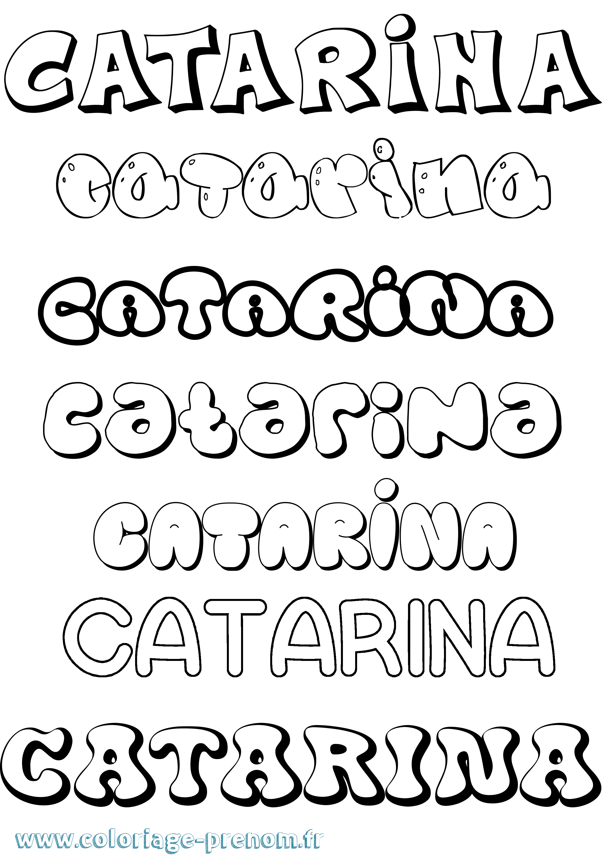 Coloriage prénom Catarina Bubble