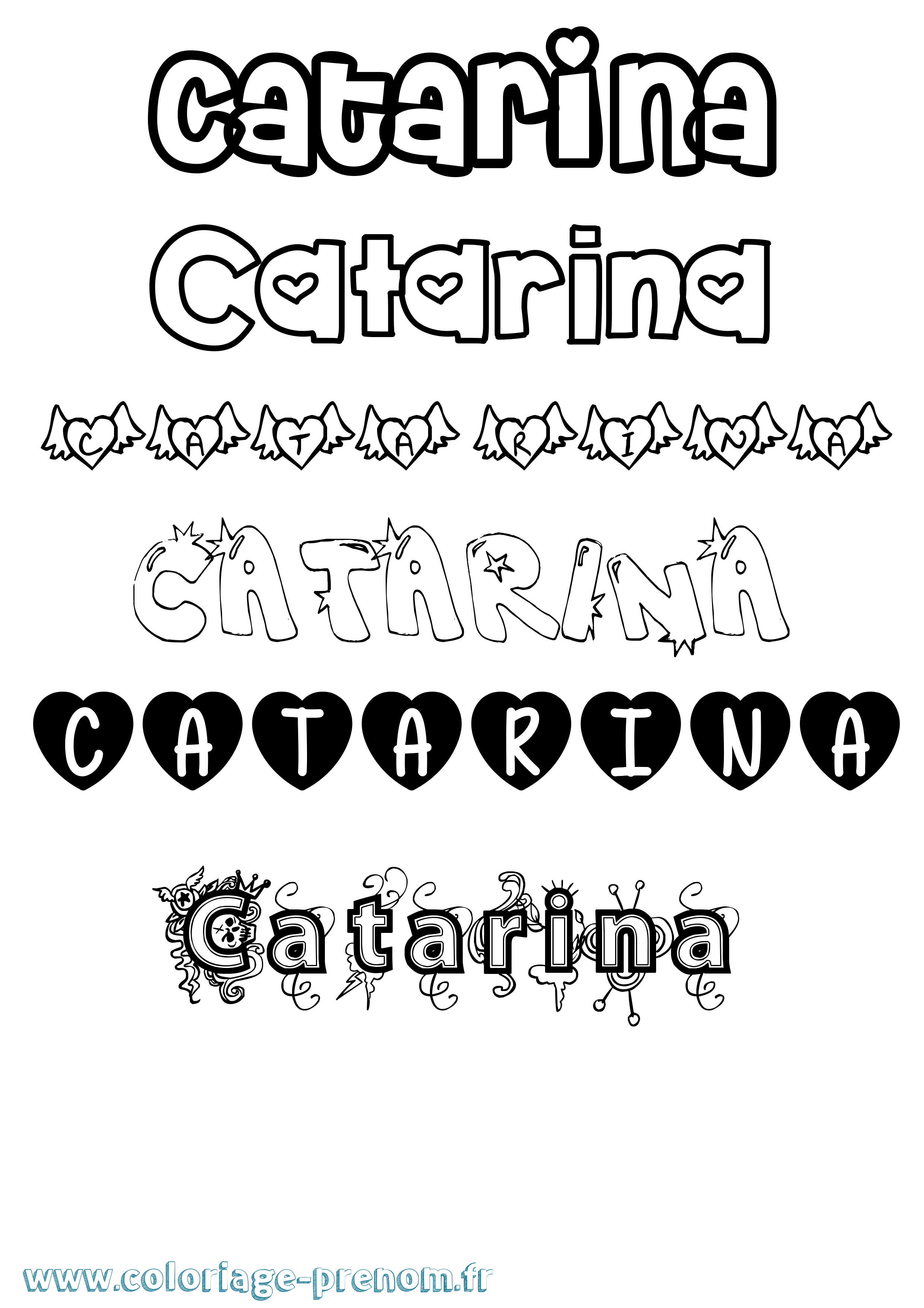 Coloriage prénom Catarina Girly