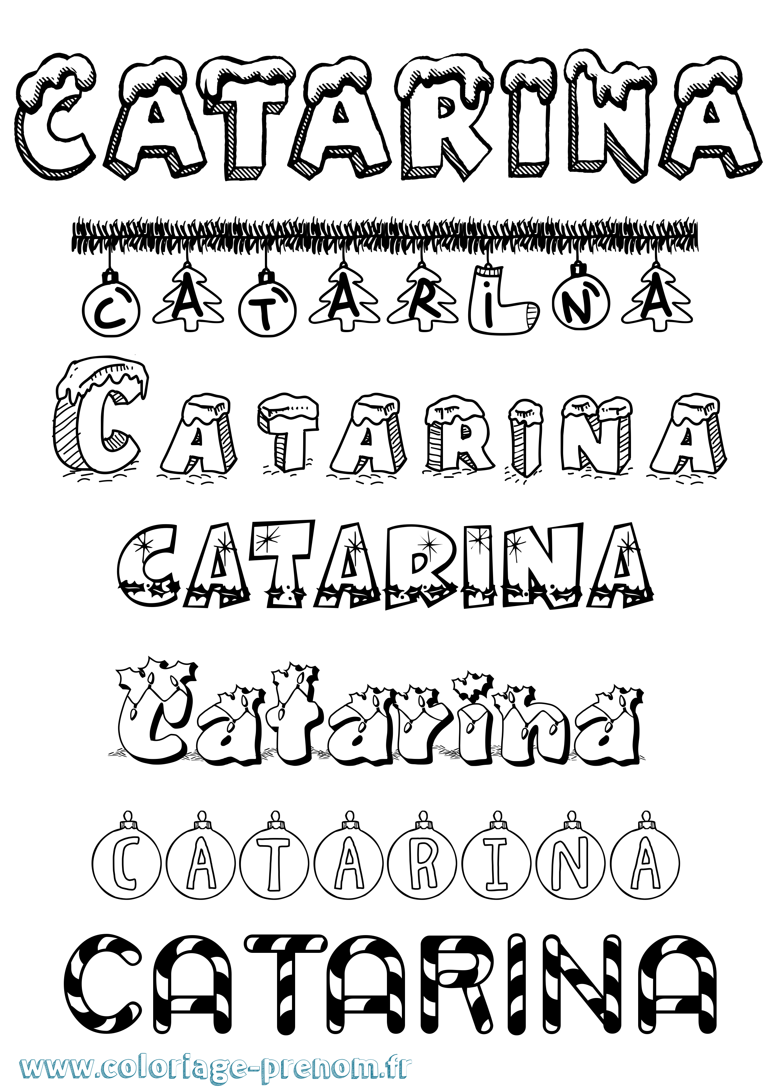 Coloriage prénom Catarina Noël