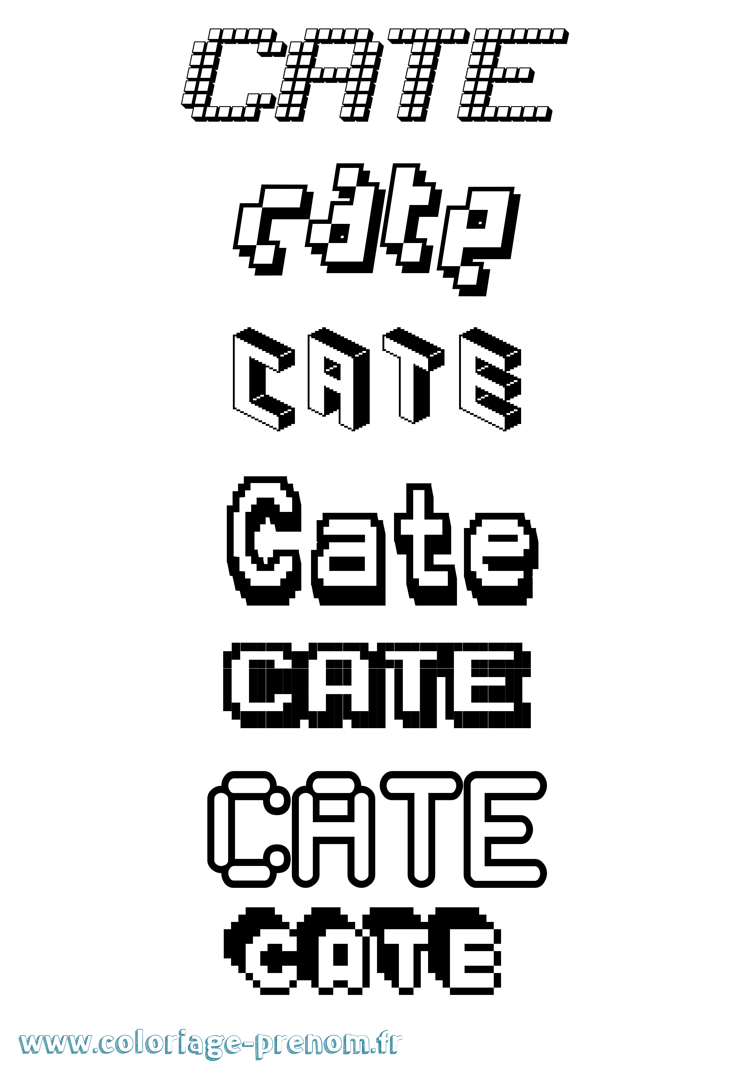Coloriage prénom Cate Pixel