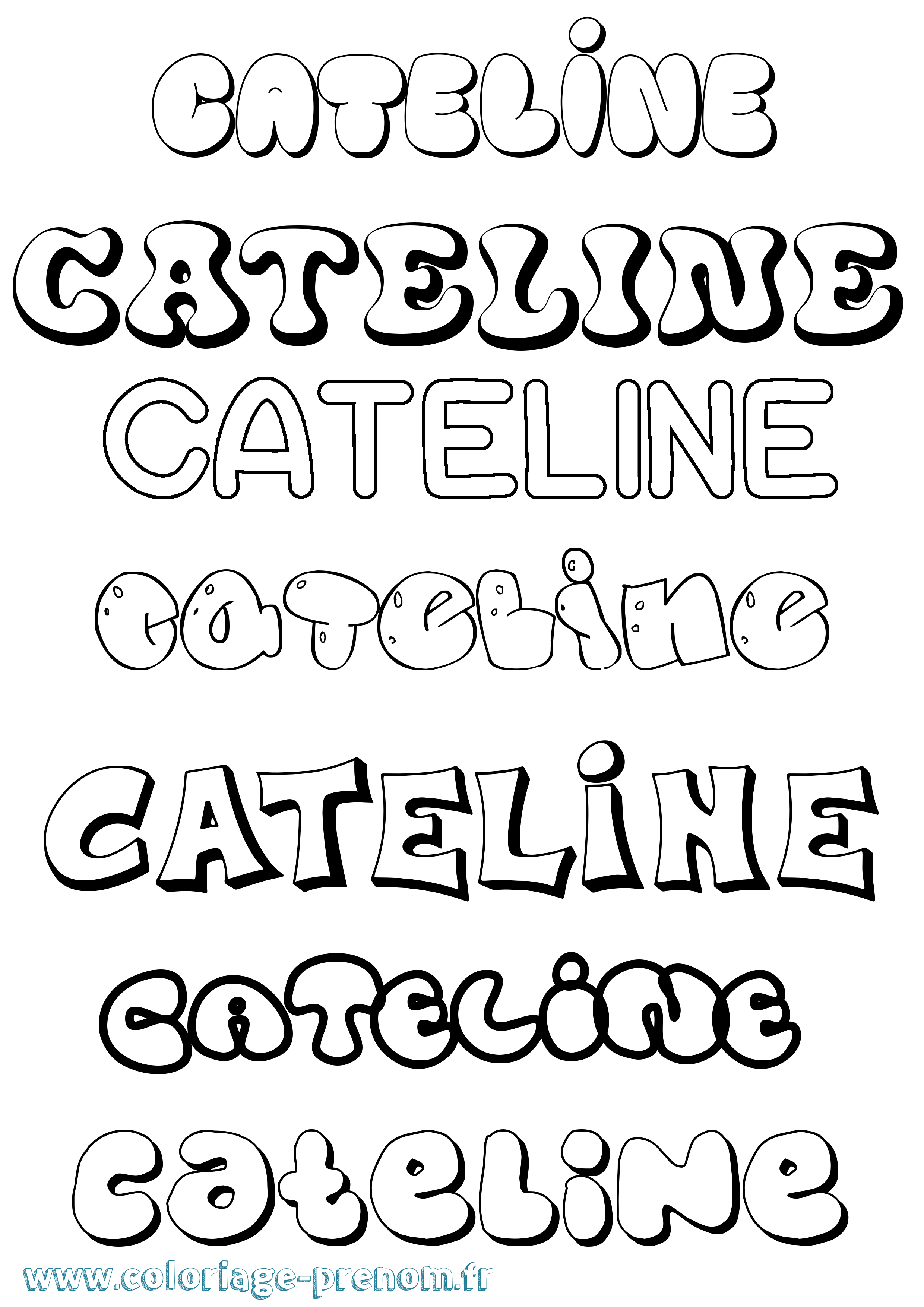 Coloriage prénom Cateline Bubble