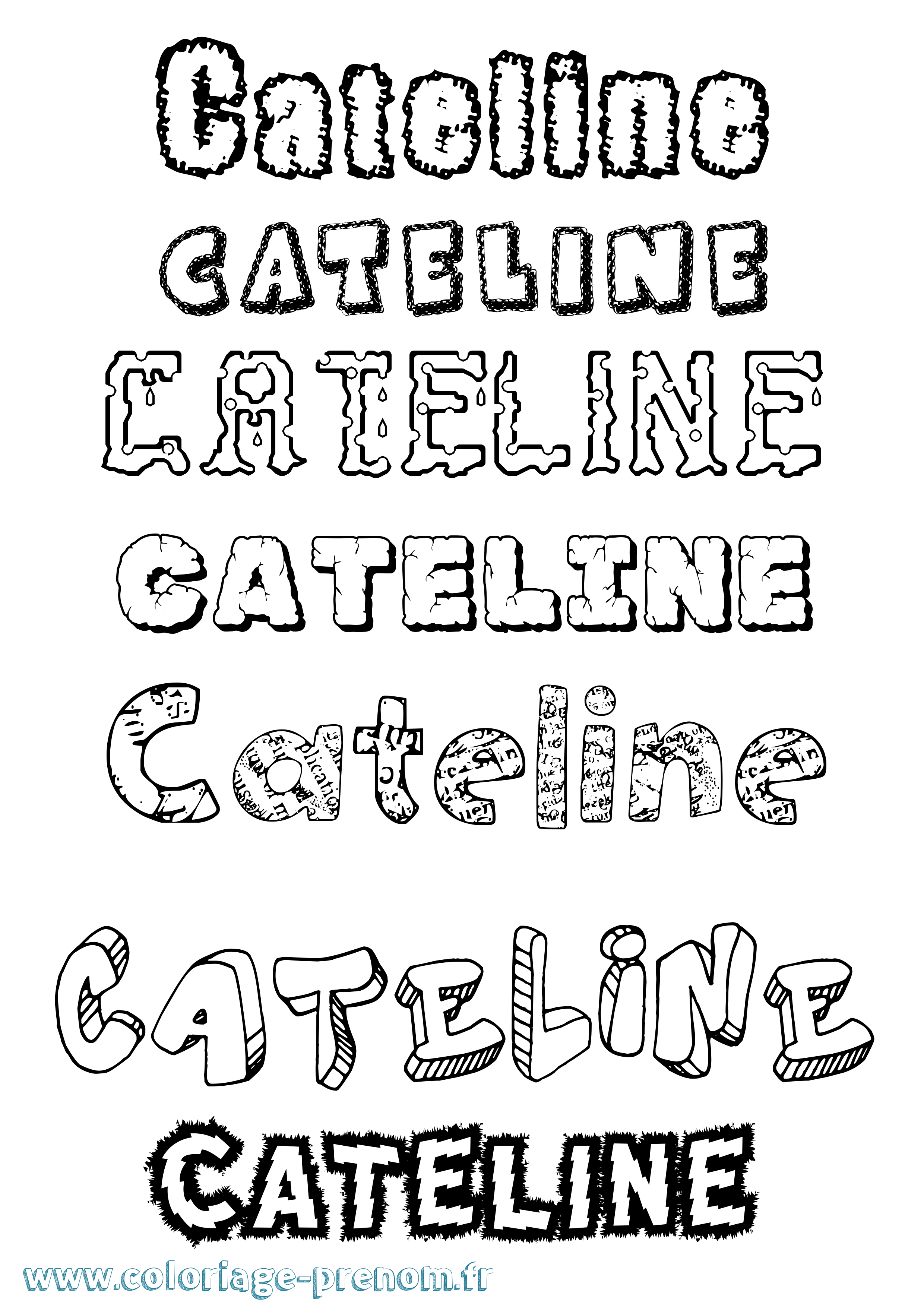 Coloriage prénom Cateline Destructuré