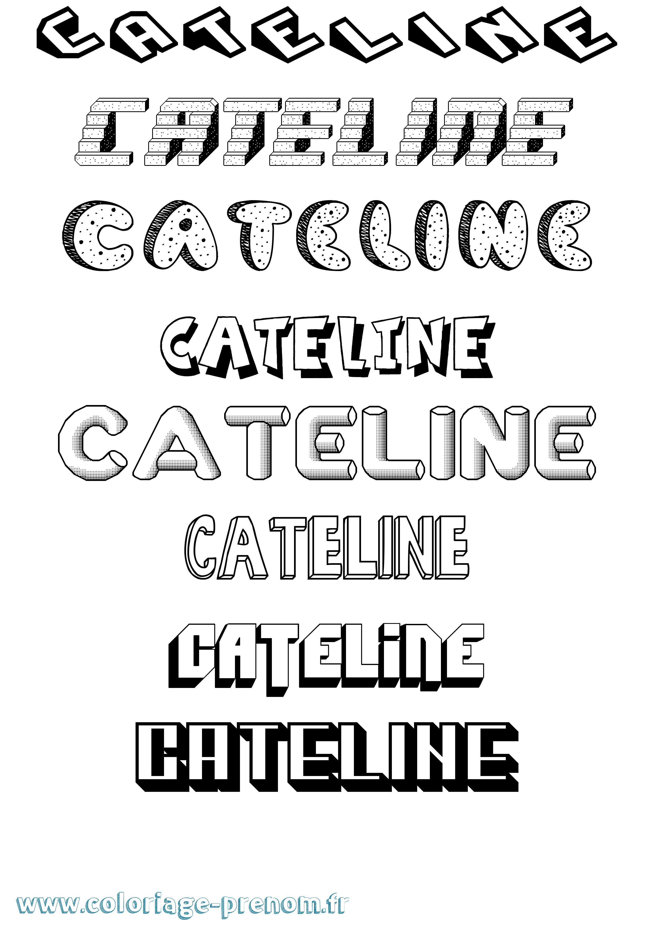 Coloriage prénom Cateline Effet 3D