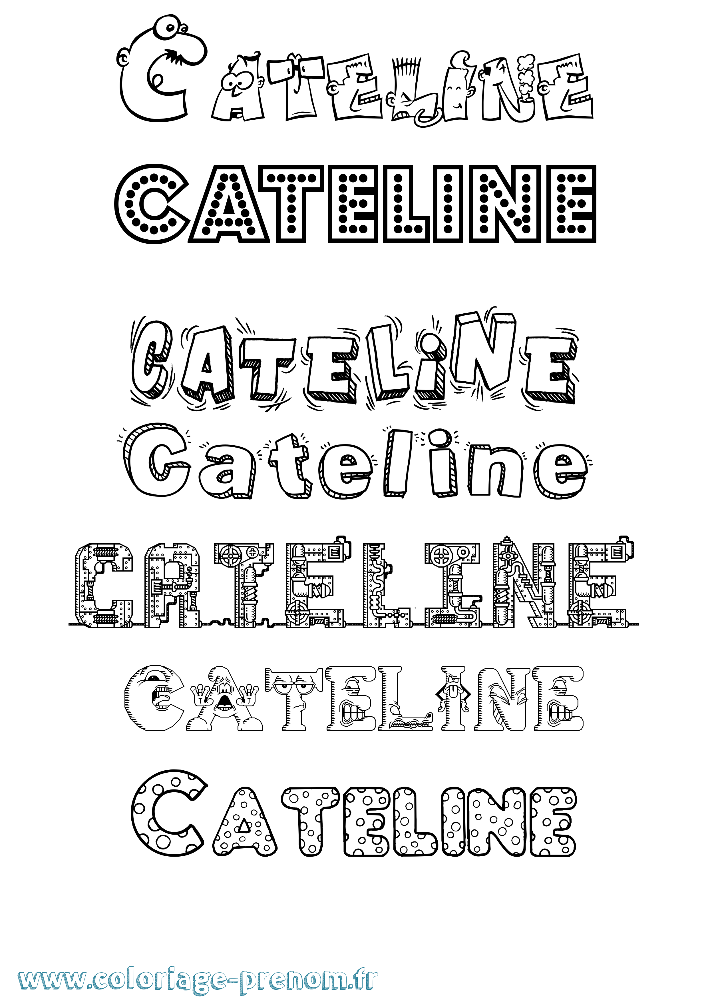 Coloriage prénom Cateline Fun