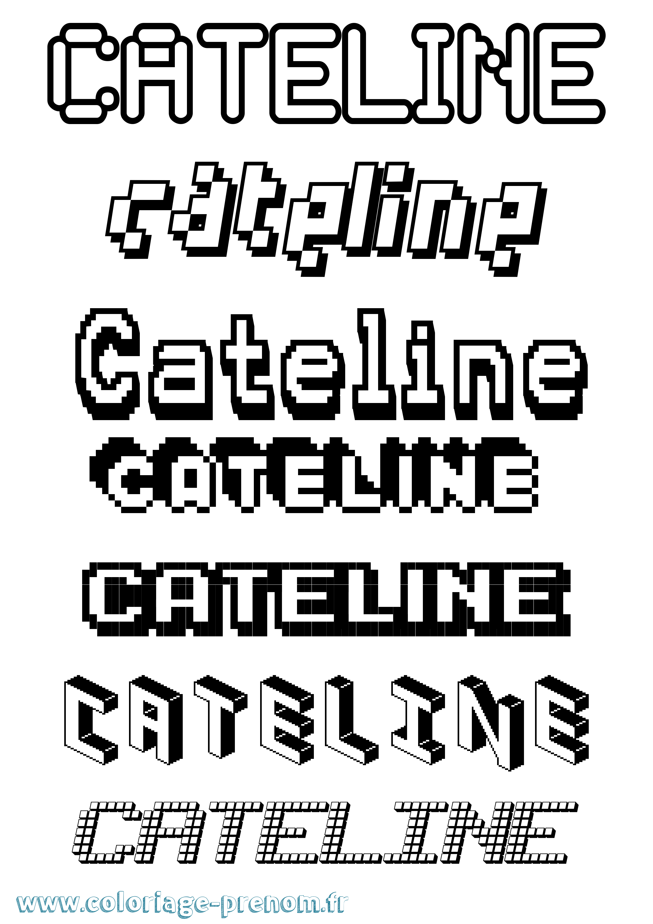 Coloriage prénom Cateline Pixel