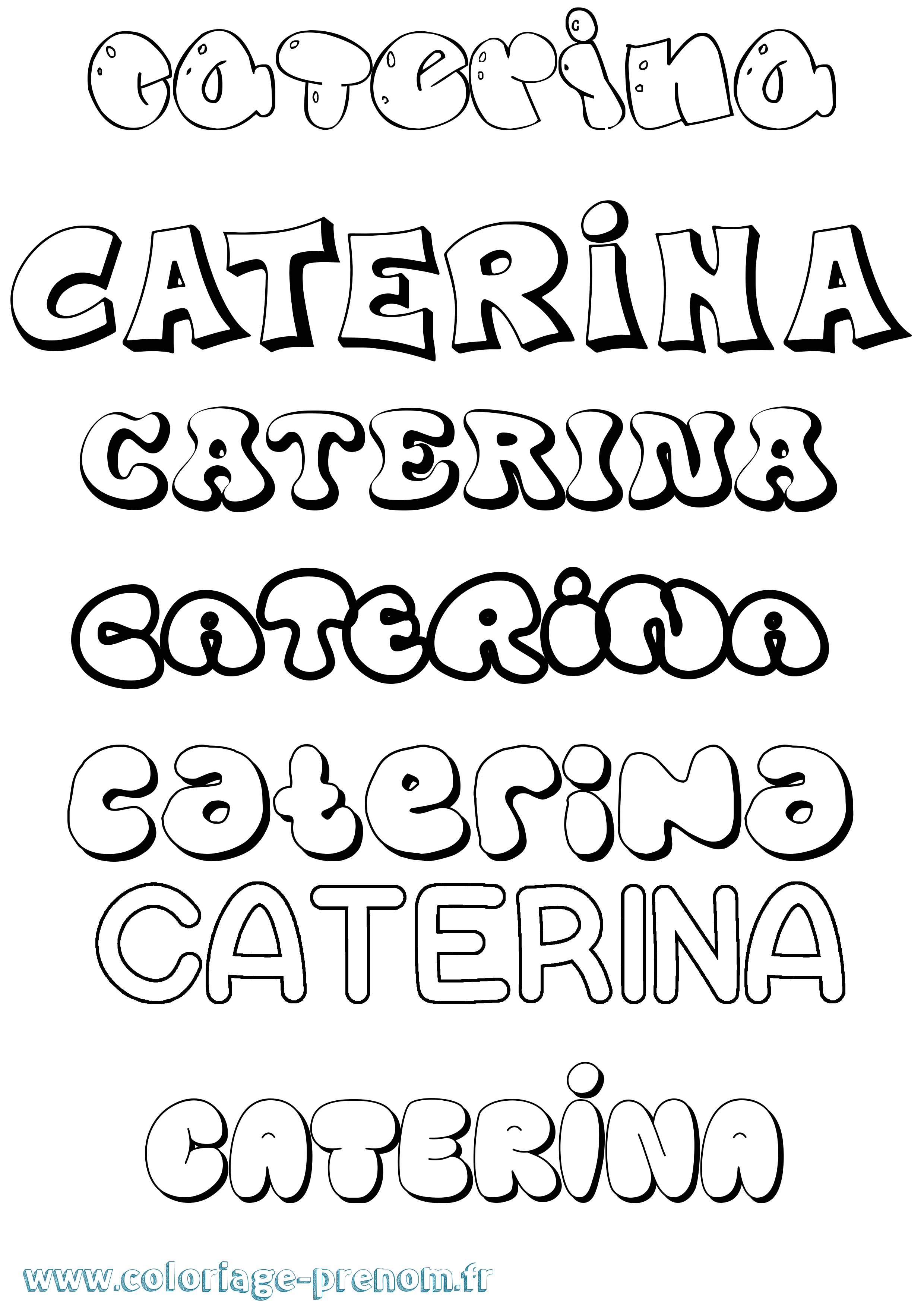 Coloriage Caterina Bubble Coloriage prénom Caterina Bubble