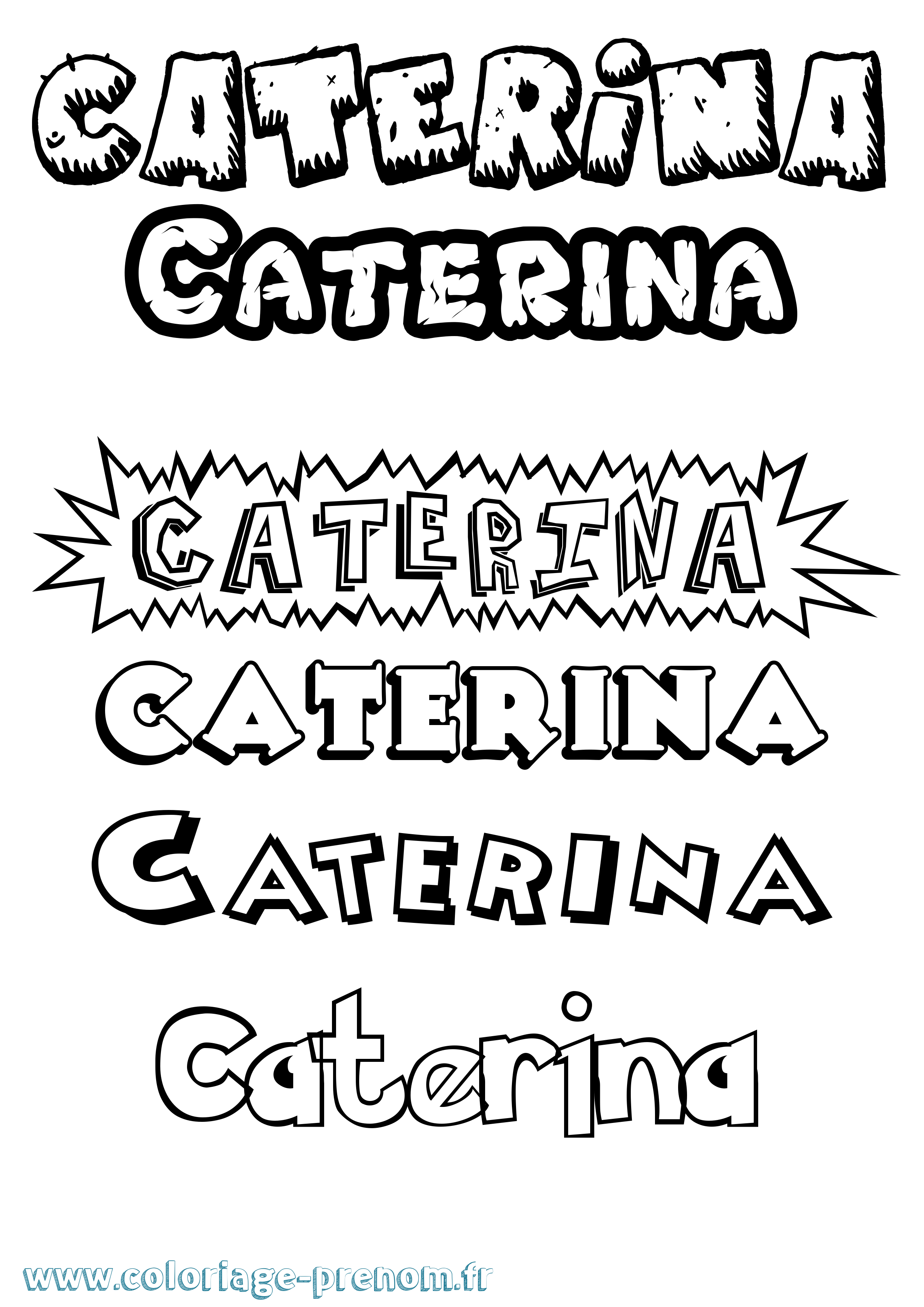 Coloriage Caterina Dessin Animé Coloriage prénom Caterina Dessin Animé