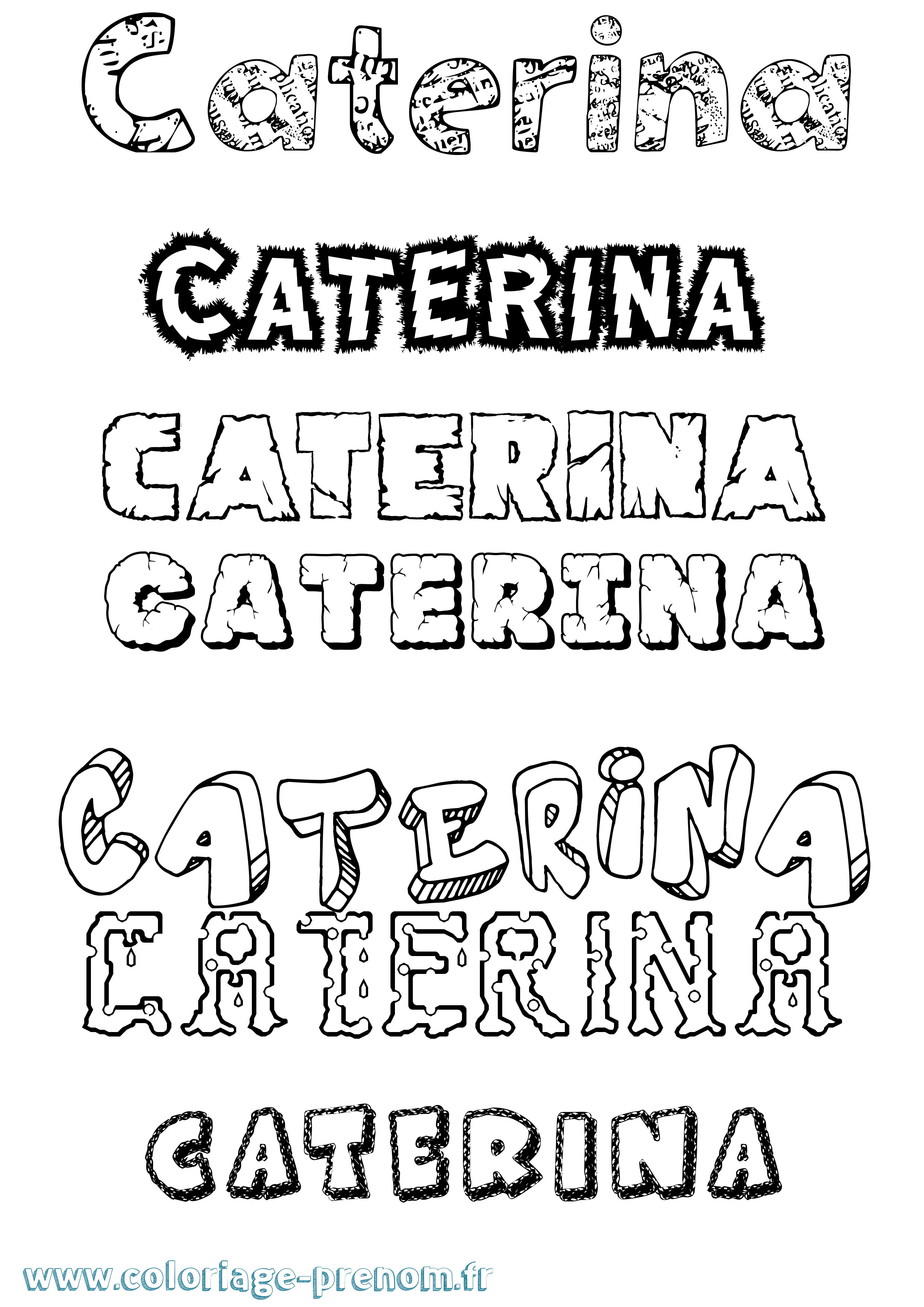Coloriage Caterina Destructuré Coloriage prénom Caterina Destructuré