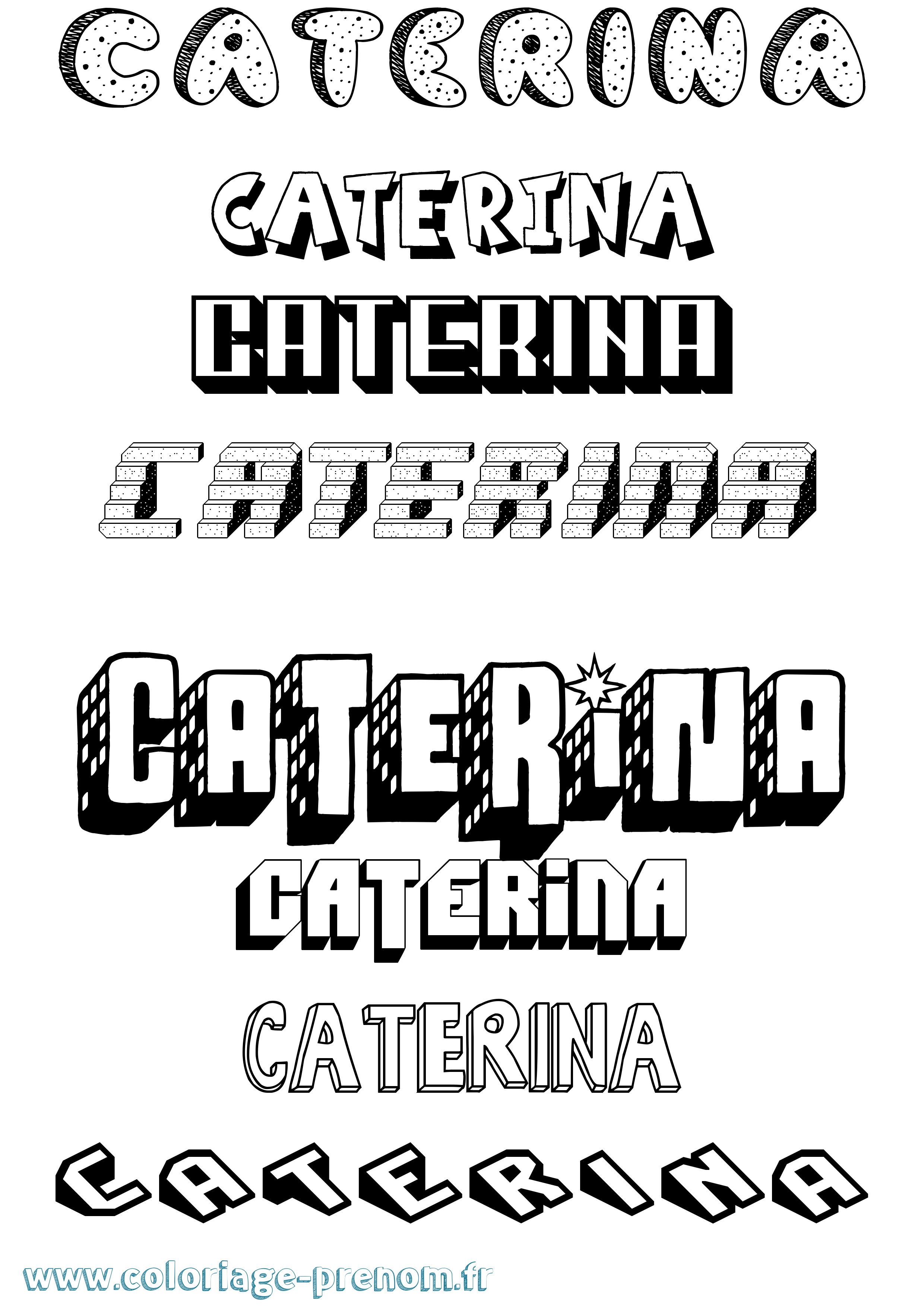 Coloriage Caterina Effet 3D Coloriage prénom Caterina Effet 3D