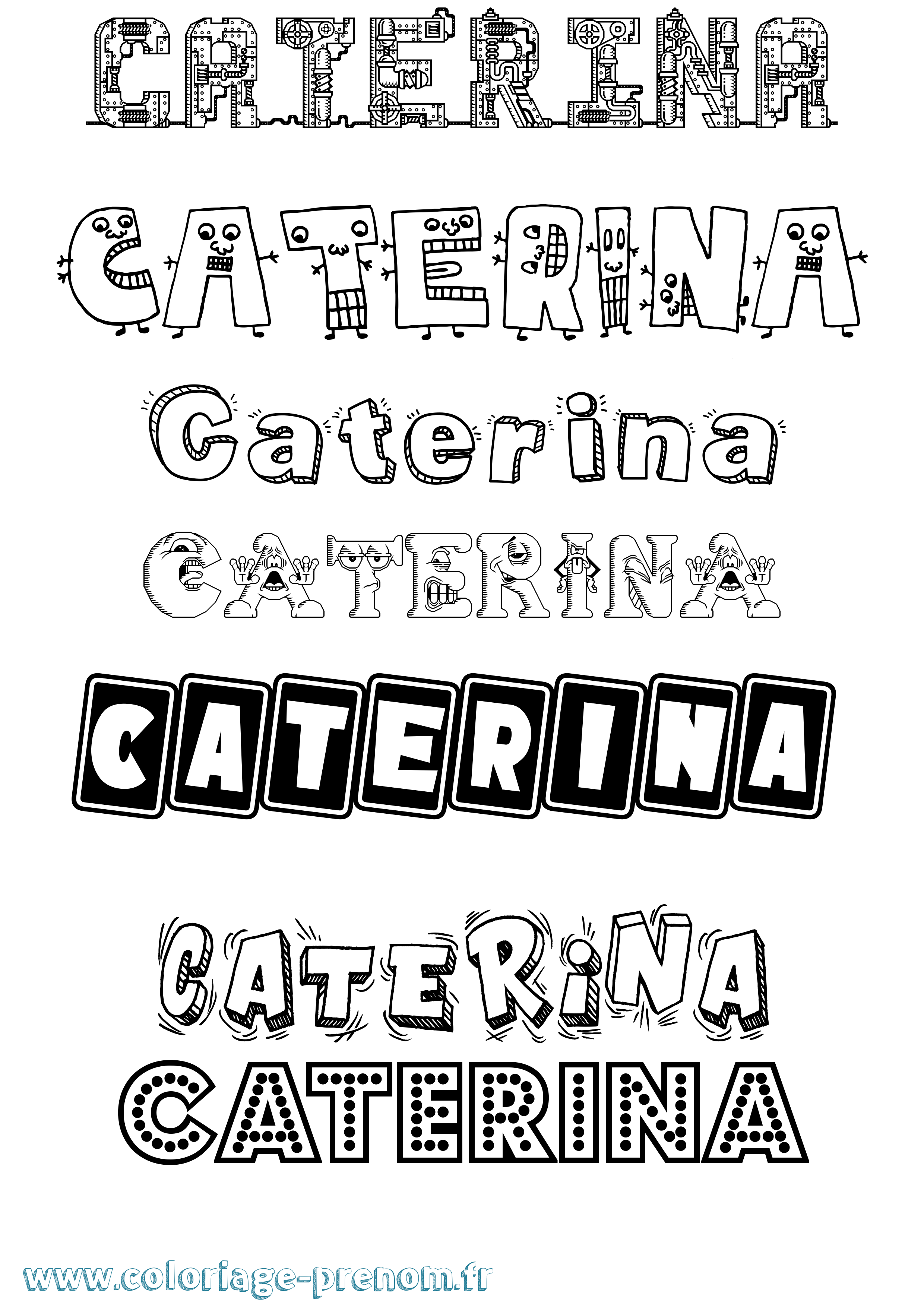 Coloriage Caterina Fun Coloriage prénom Caterina Fun