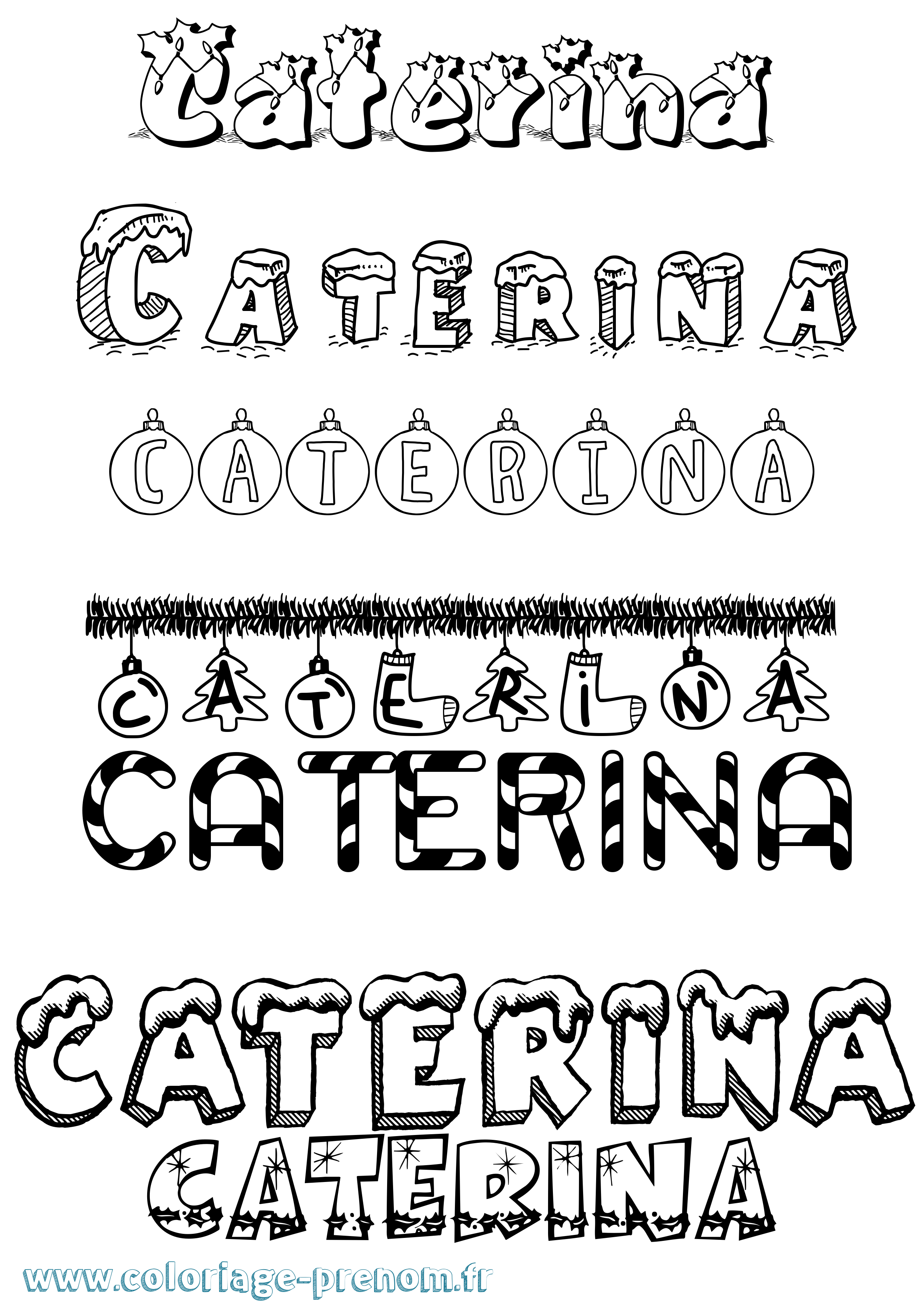 Coloriage prénom Caterina Noël