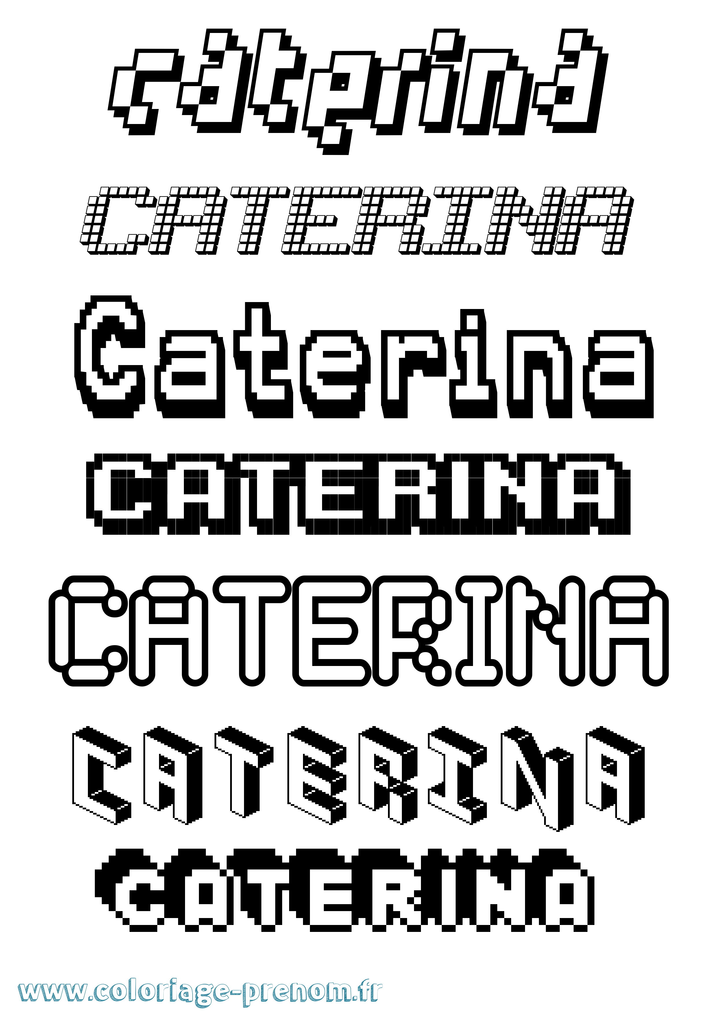 Coloriage prénom Caterina Pixel