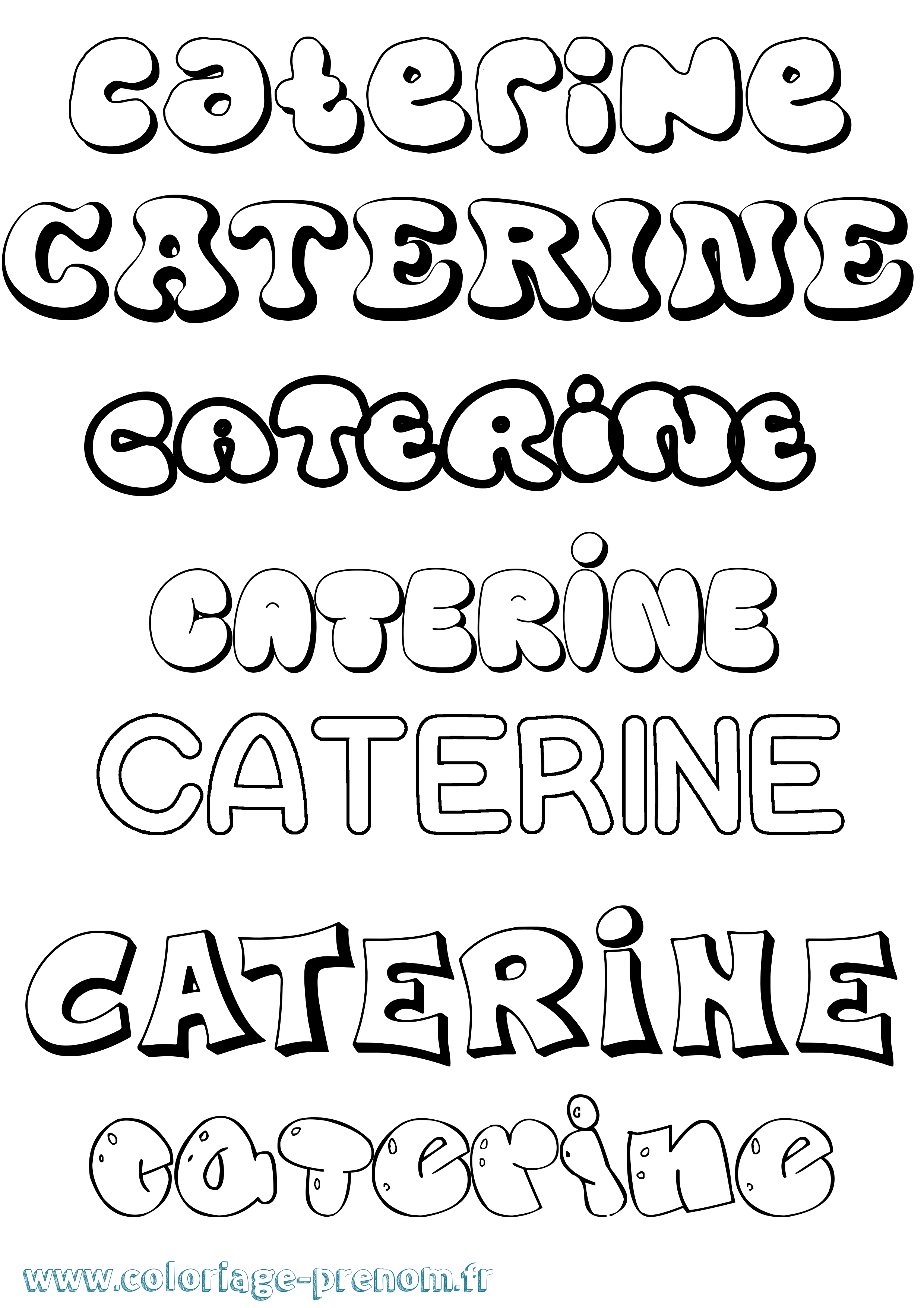 Coloriage prénom Caterine Bubble