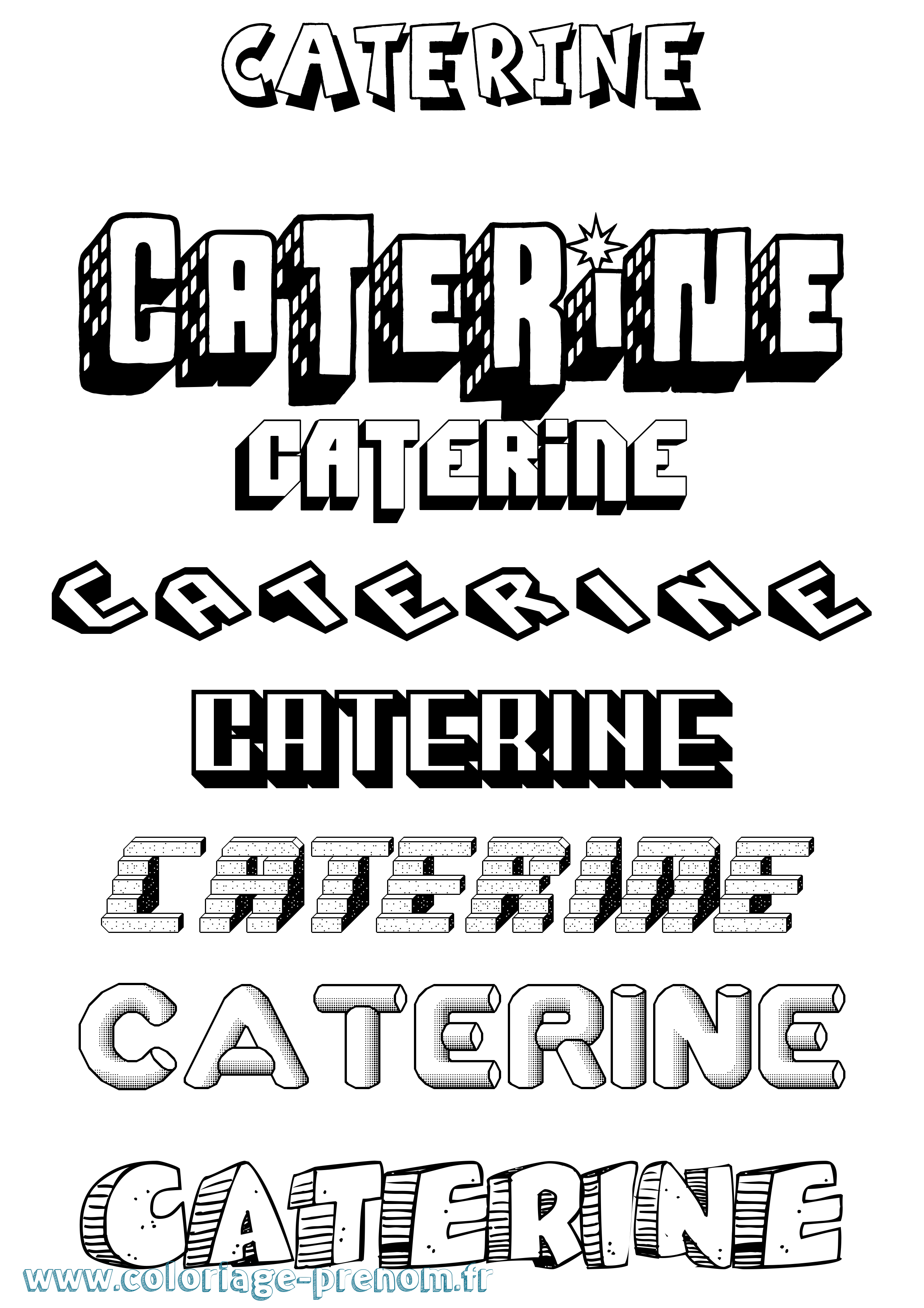 Coloriage prénom Caterine Effet 3D