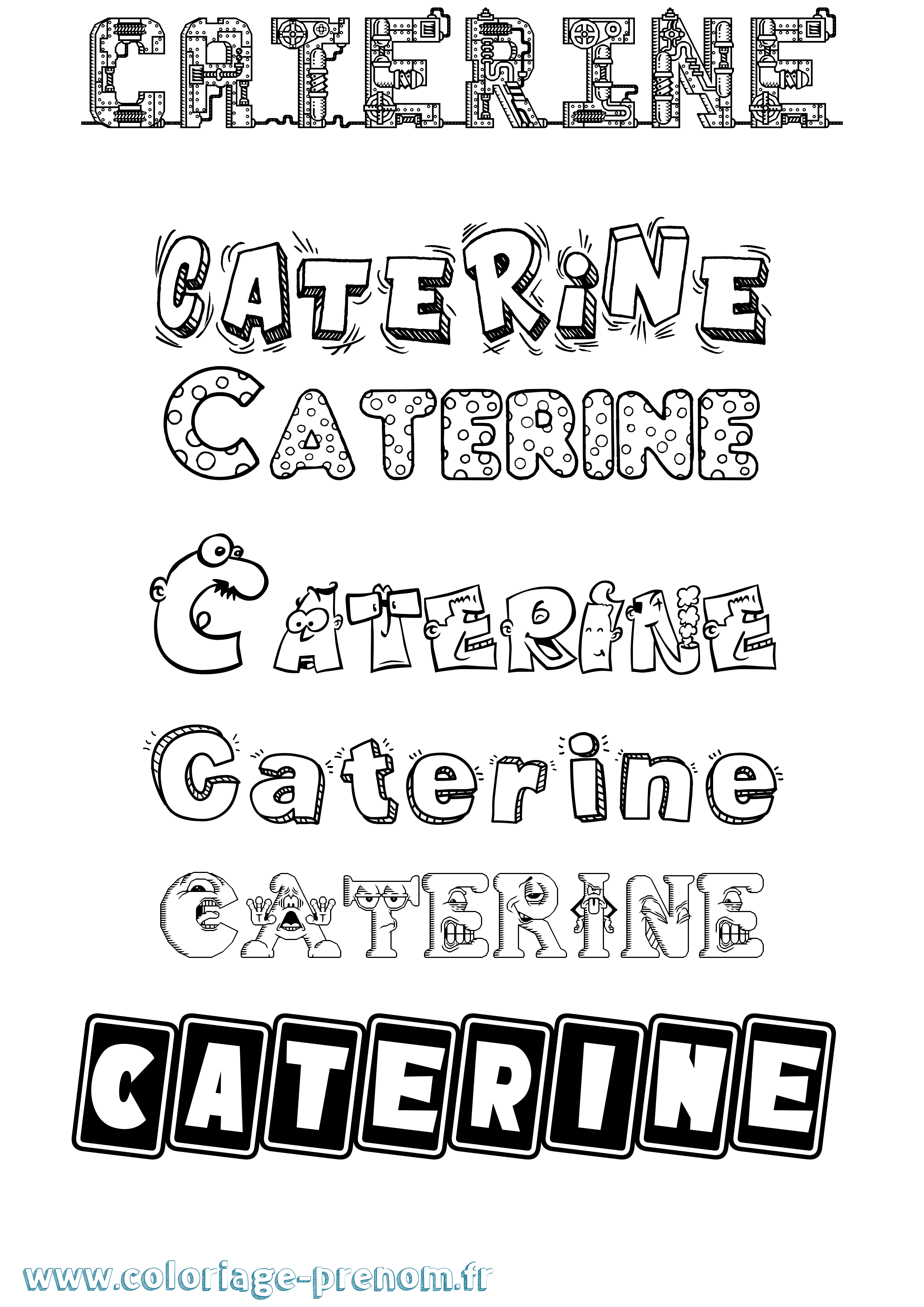 Coloriage prénom Caterine Fun