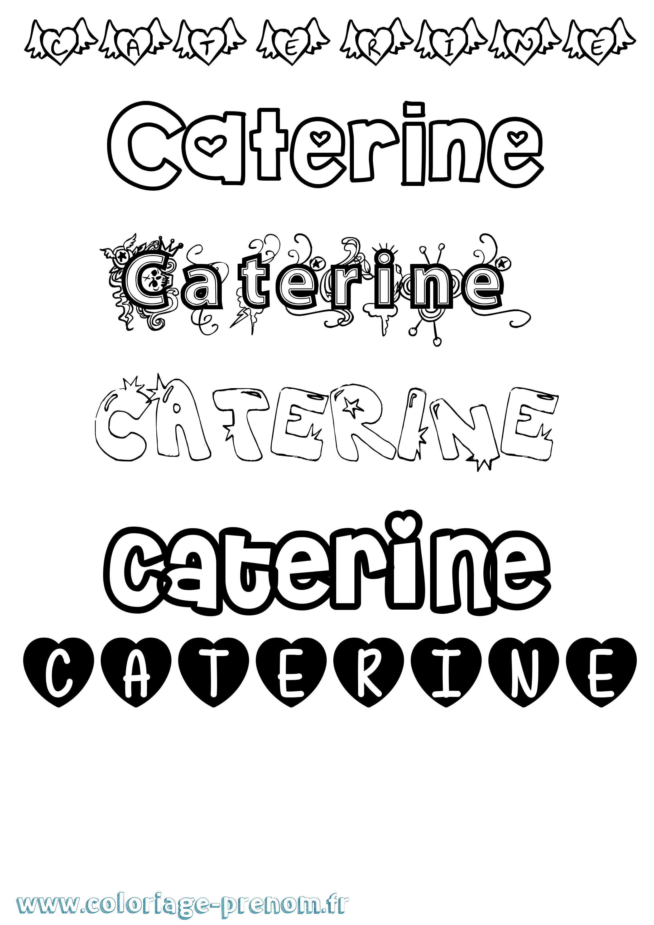 Coloriage prénom Caterine Girly