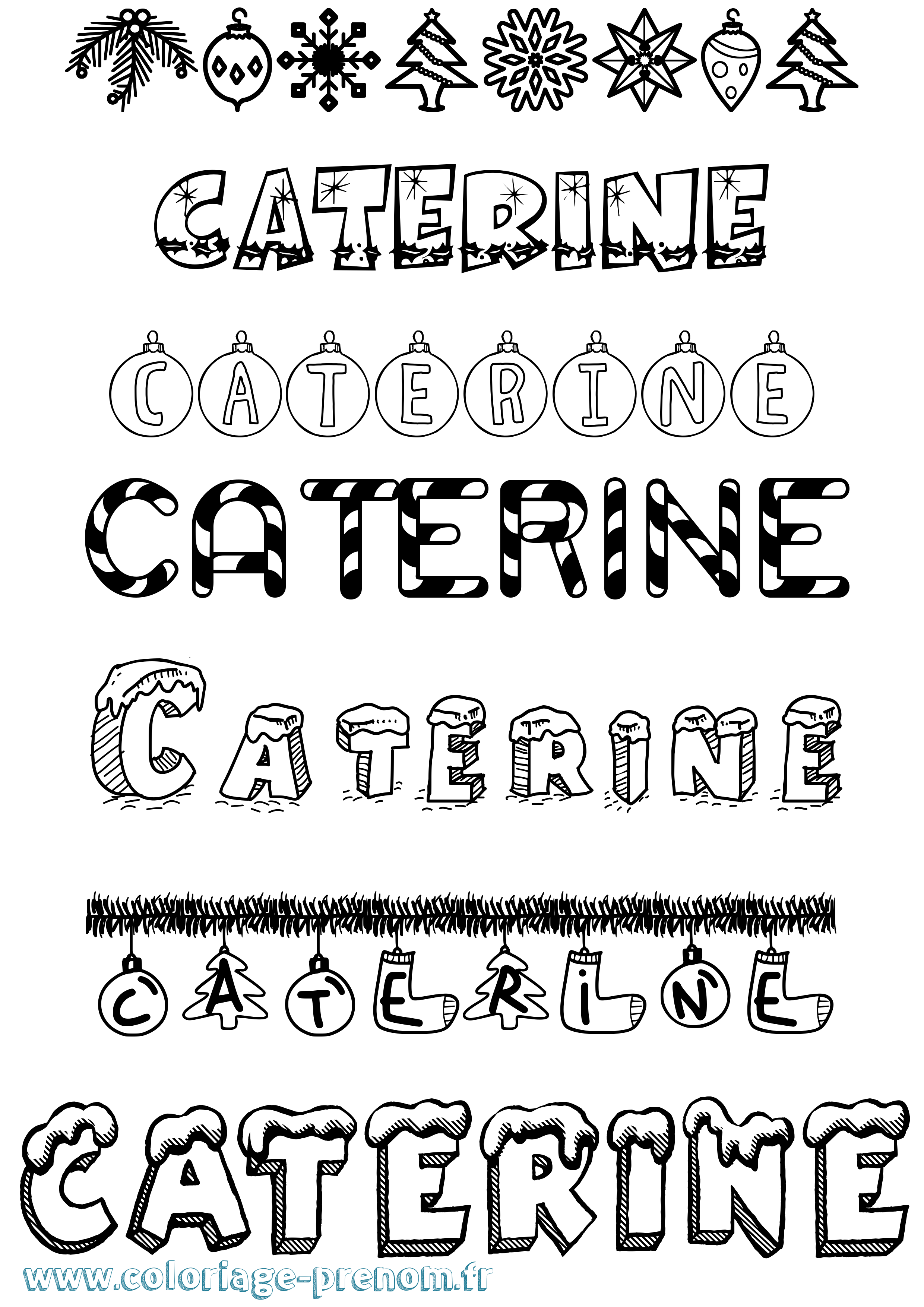 Coloriage prénom Caterine Noël