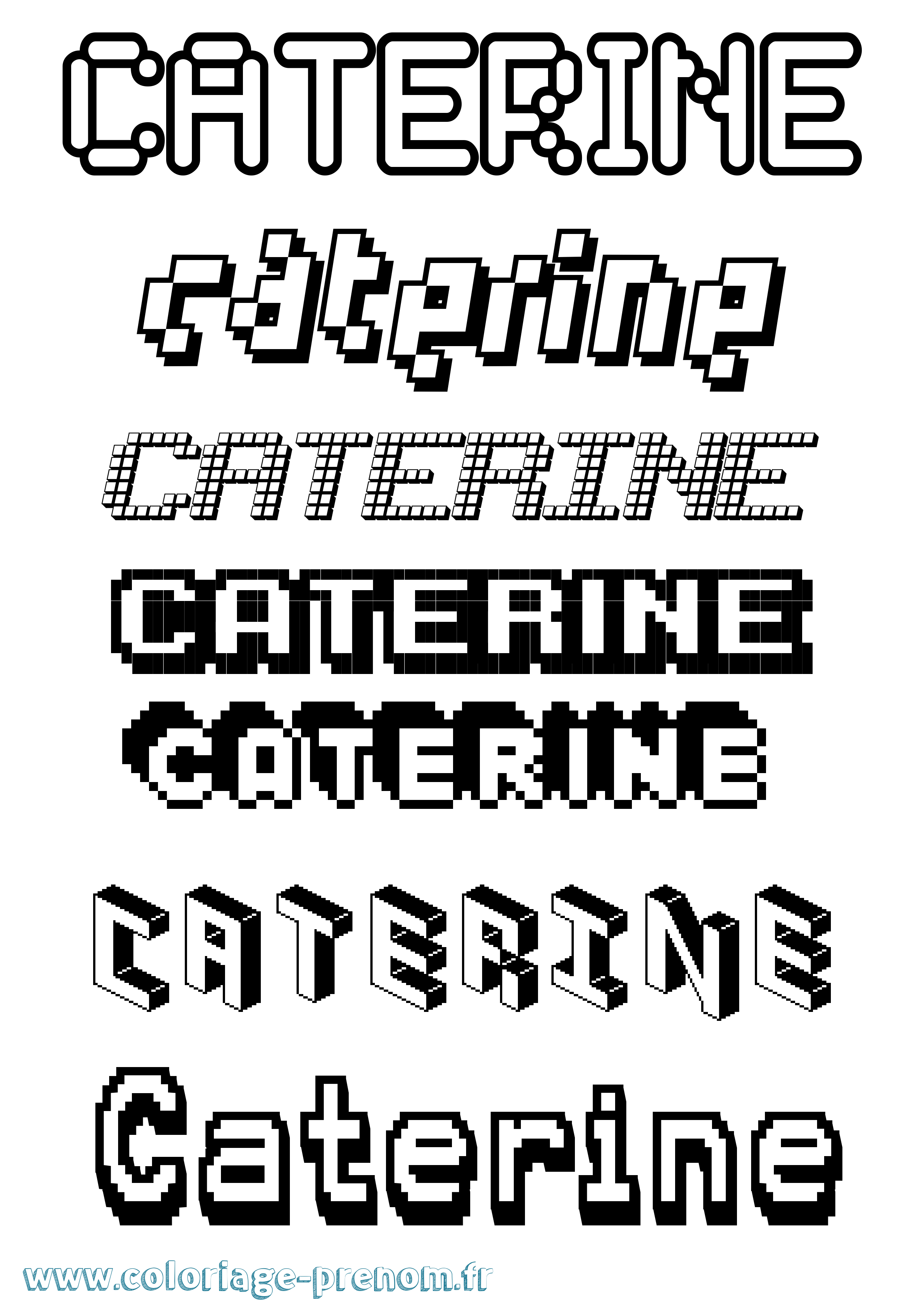Coloriage prénom Caterine Pixel