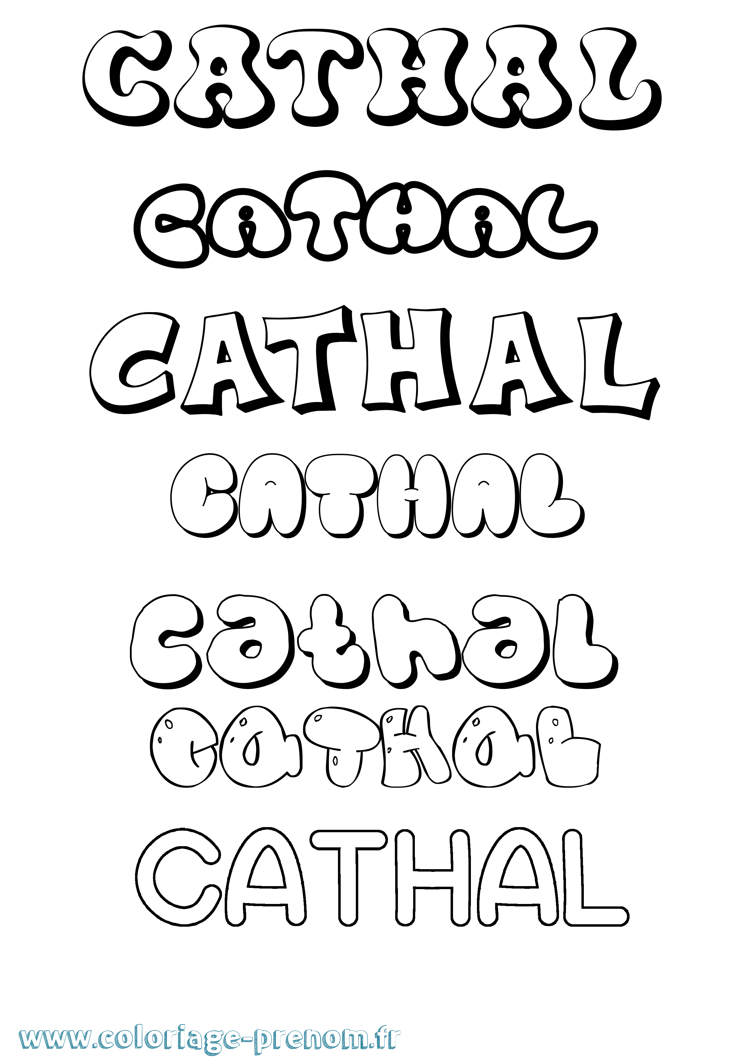 Coloriage prénom Cathal Bubble