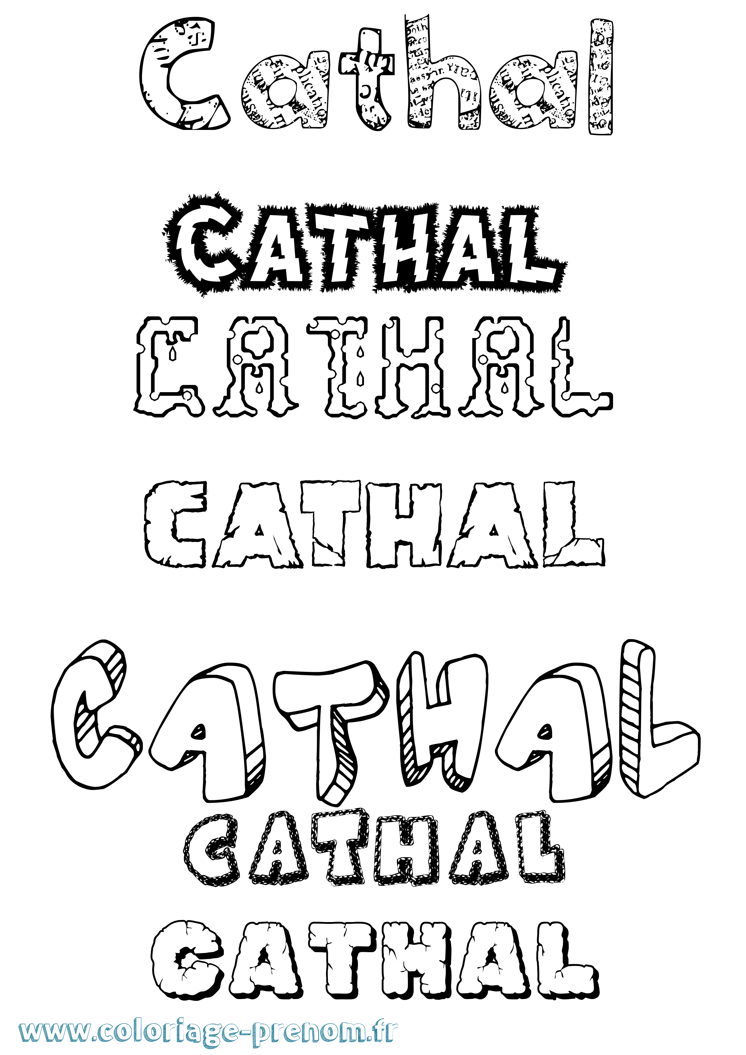 Coloriage prénom Cathal Destructuré