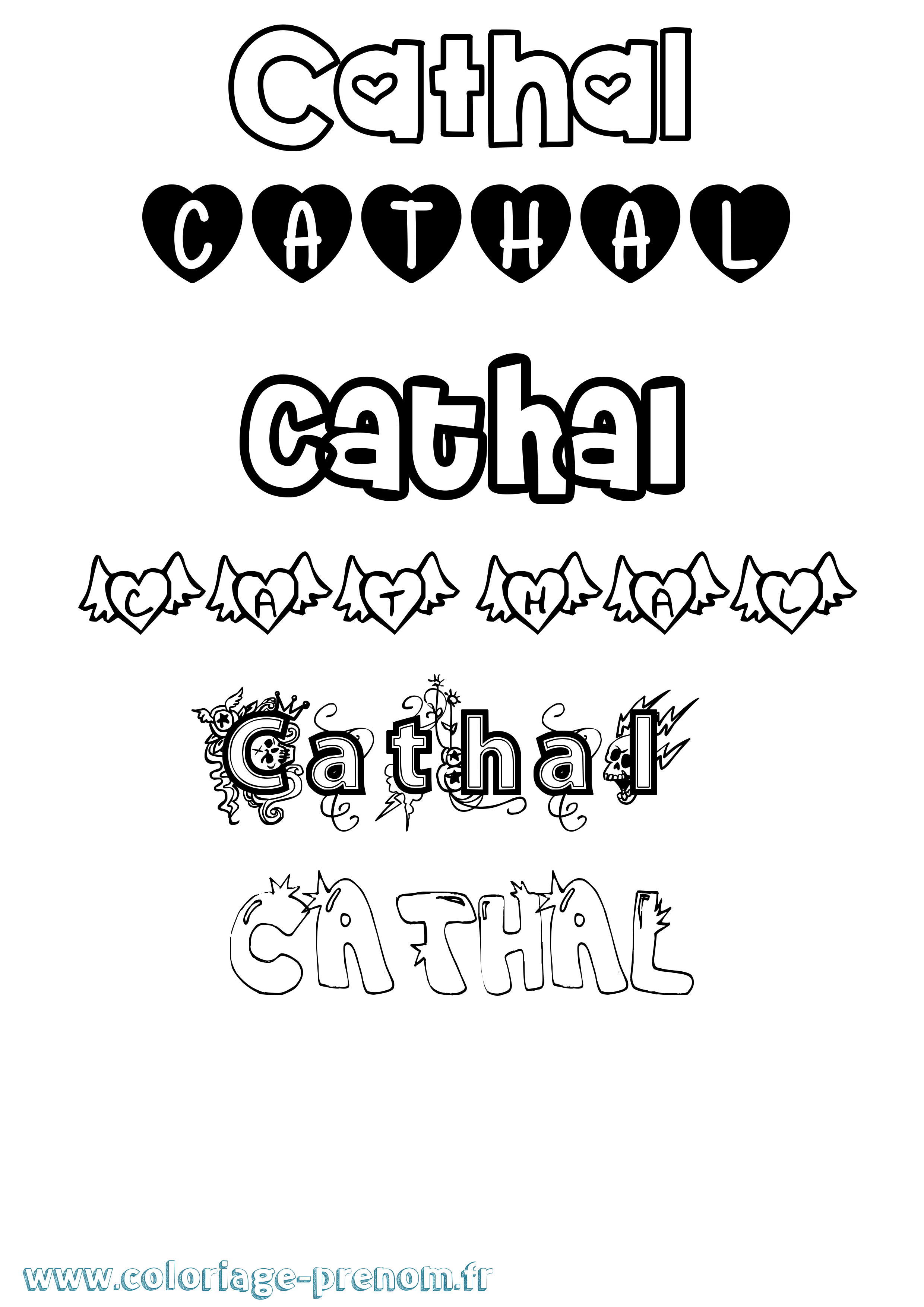 Coloriage prénom Cathal Girly