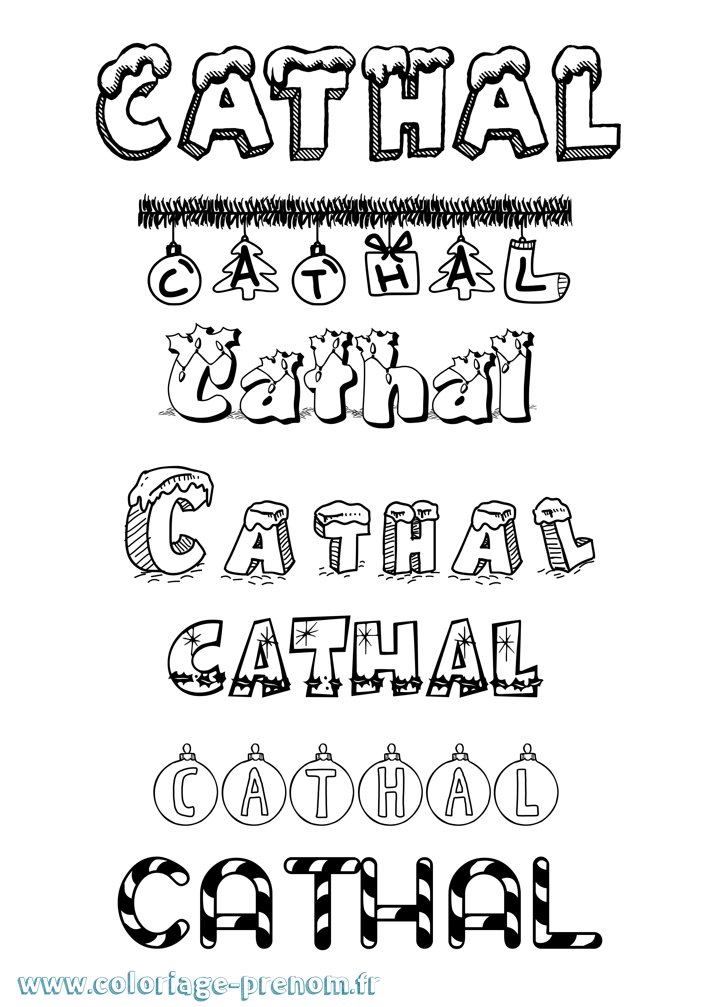 Coloriage prénom Cathal Noël