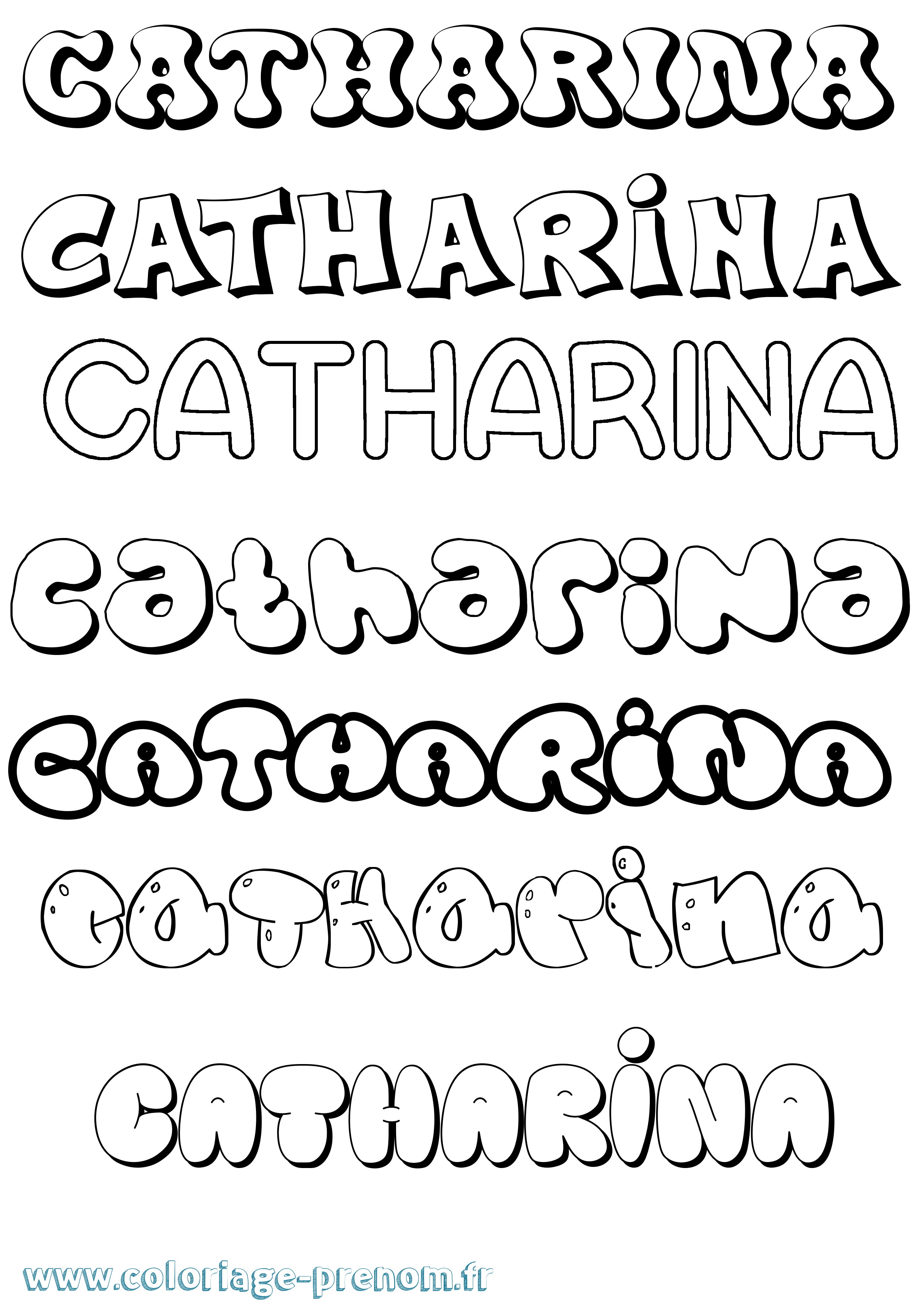 Coloriage prénom Catharina Bubble