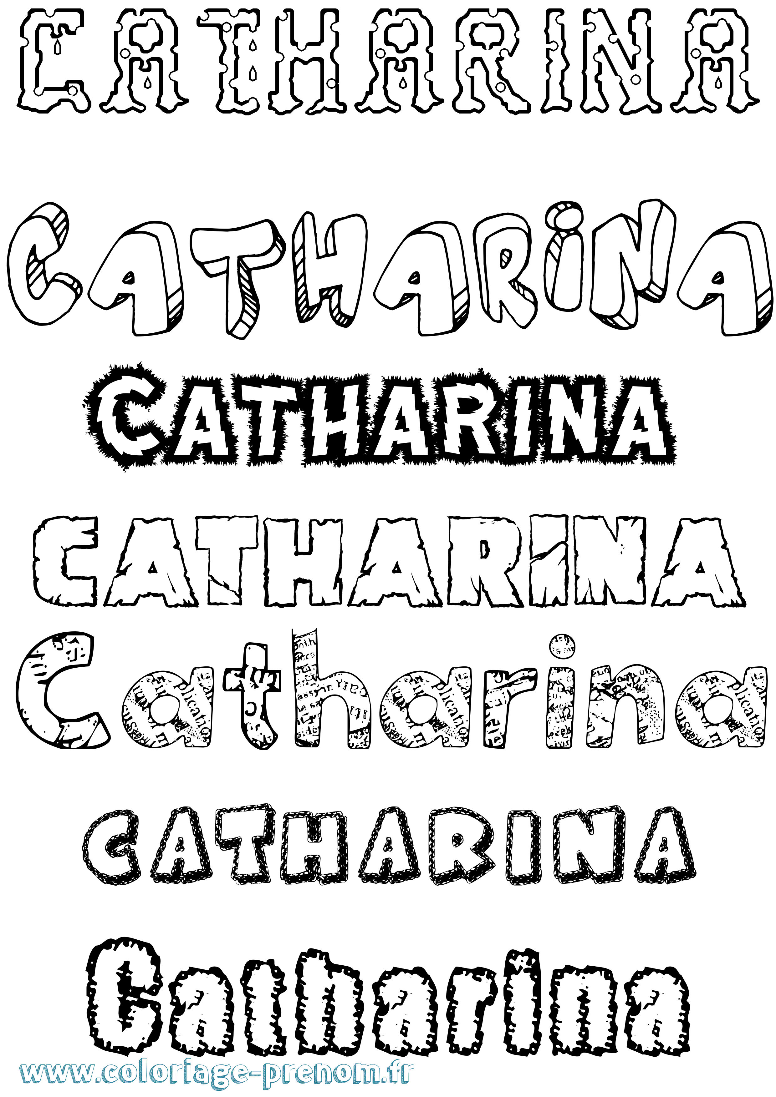 Coloriage prénom Catharina Destructuré
