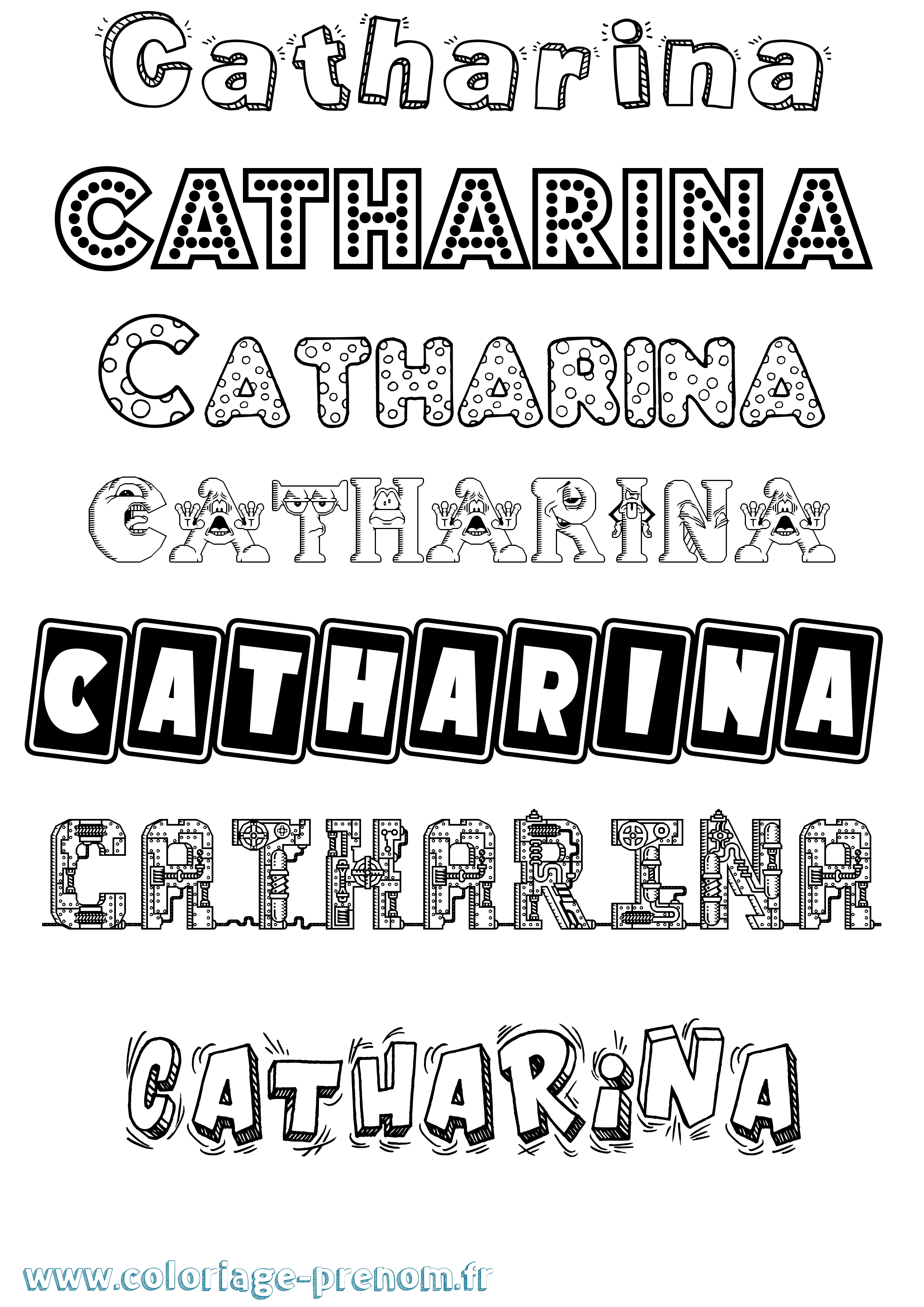 Coloriage prénom Catharina Fun