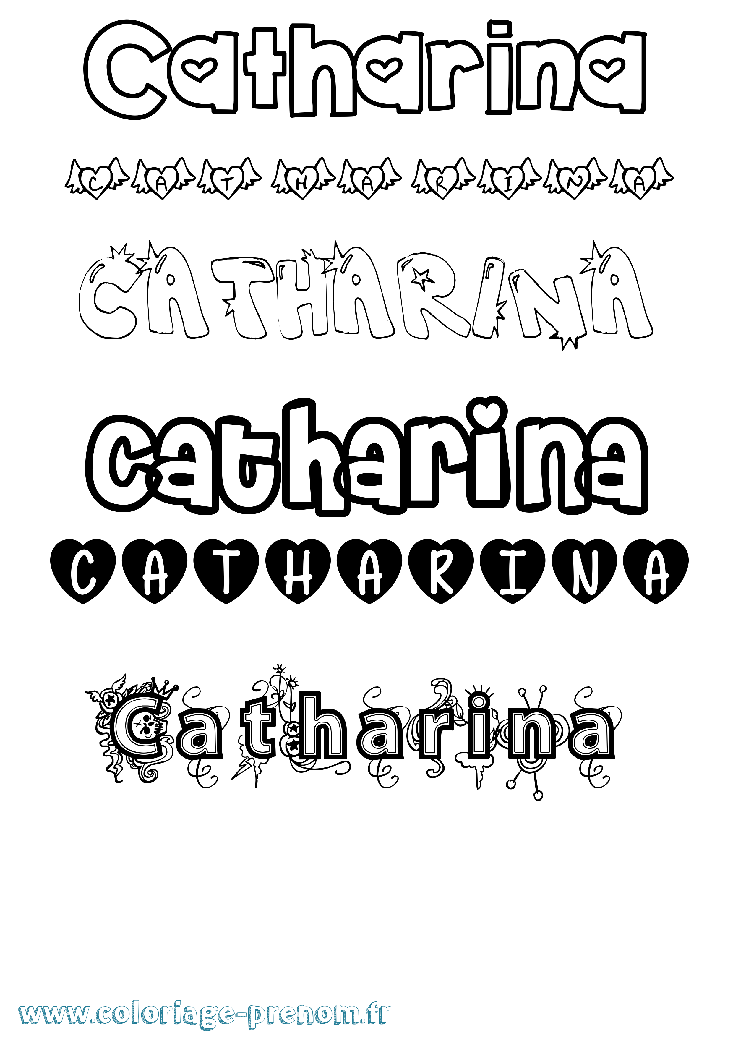 Coloriage prénom Catharina Girly
