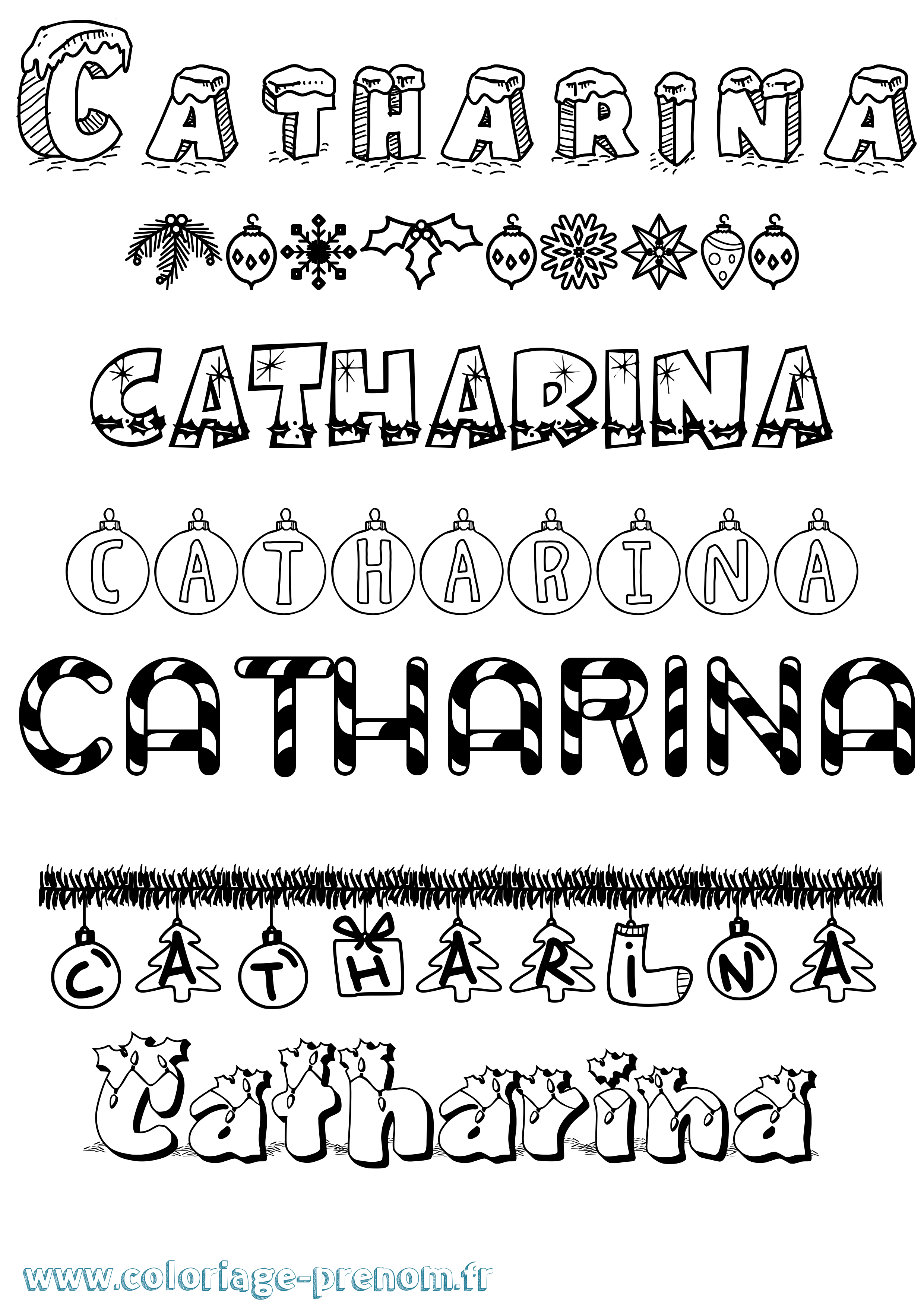 Coloriage prénom Catharina Noël
