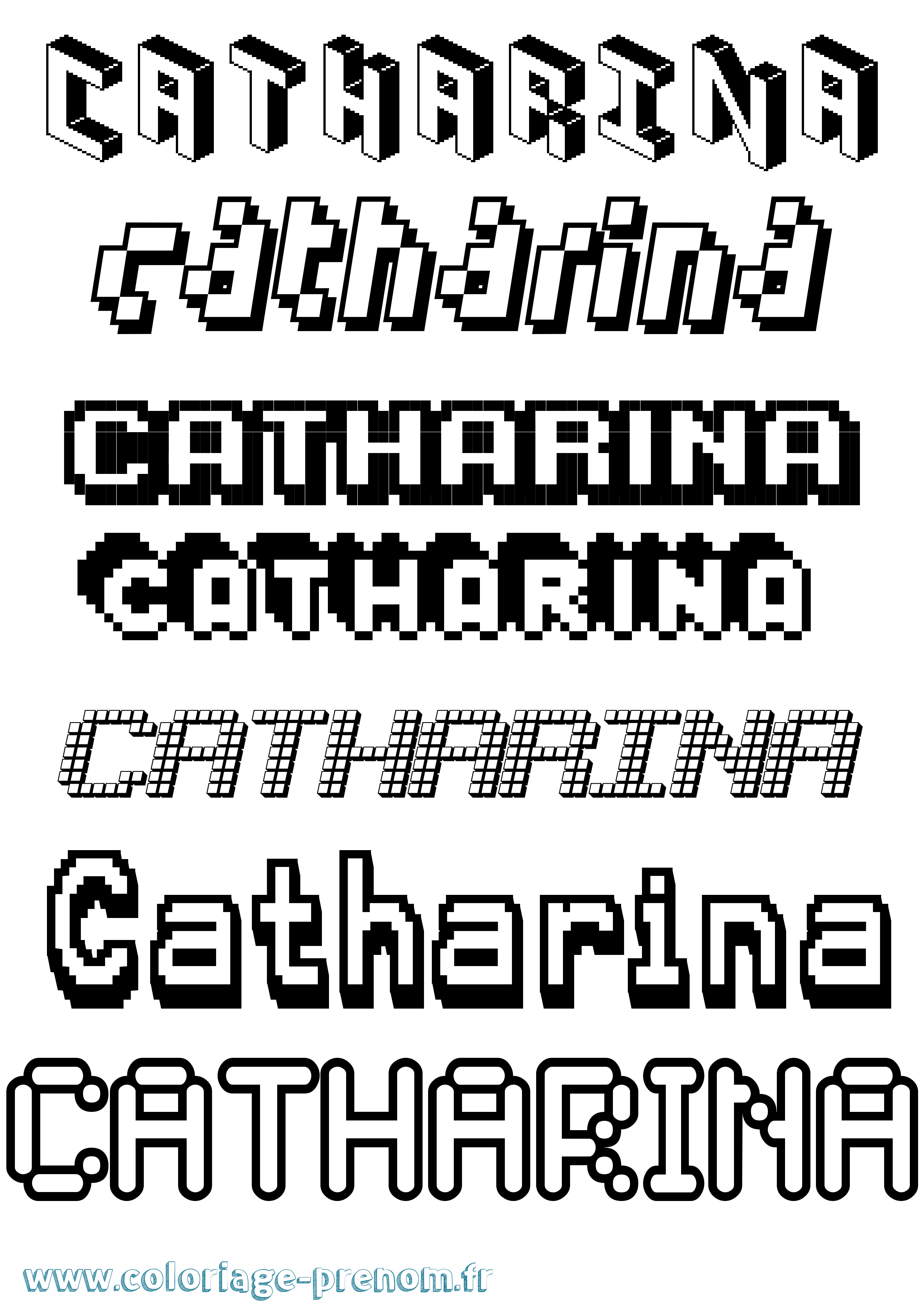 Coloriage prénom Catharina Pixel