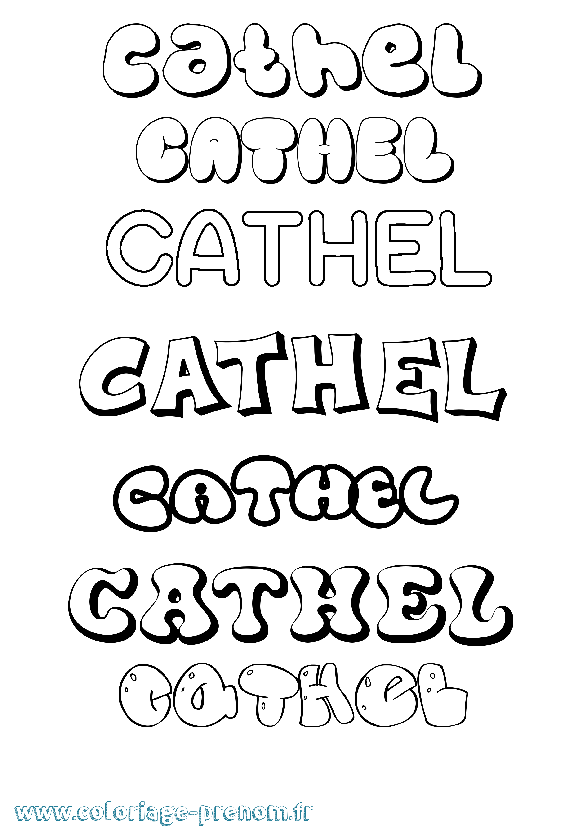 Coloriage prénom Cathel Bubble