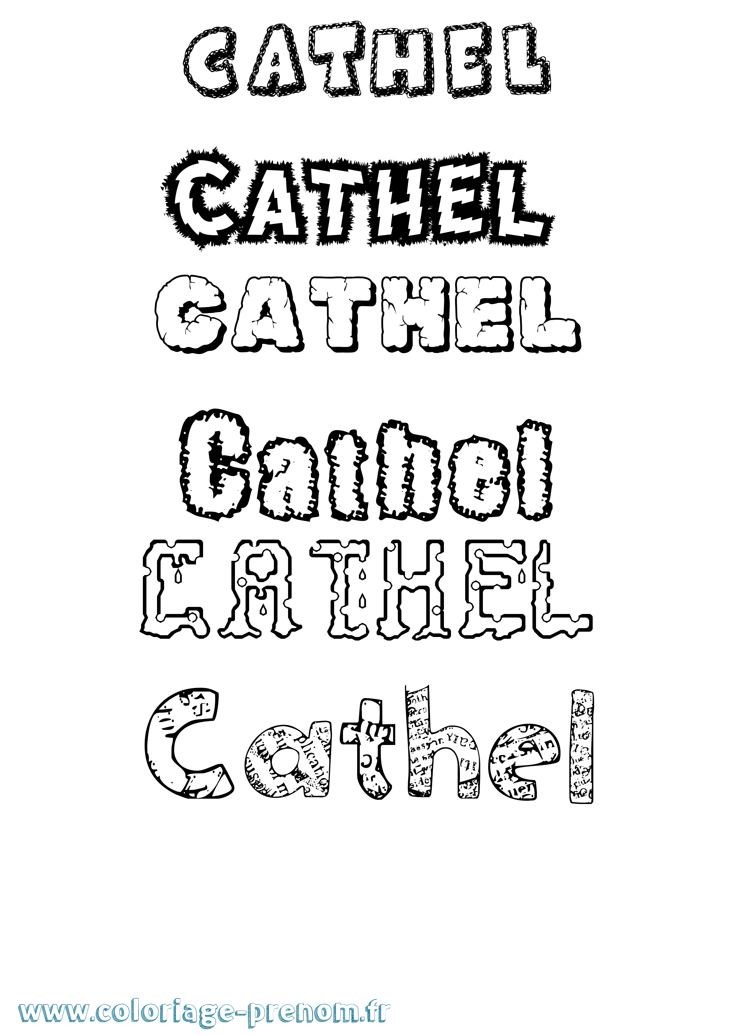 Coloriage prénom Cathel Destructuré