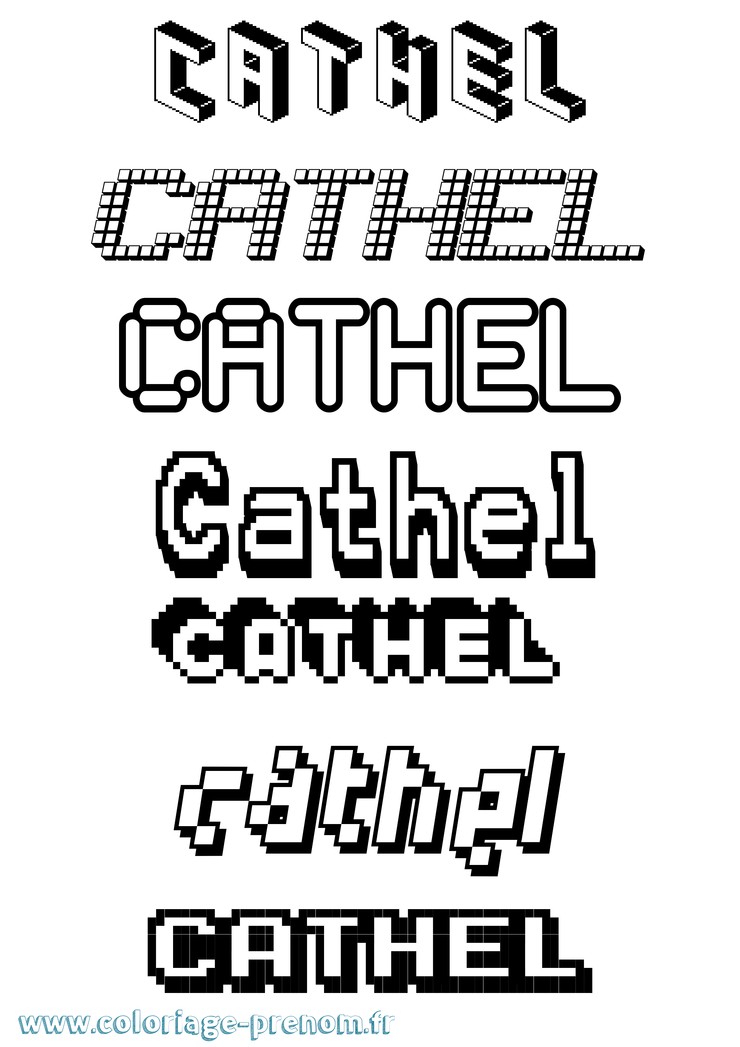 Coloriage prénom Cathel Pixel