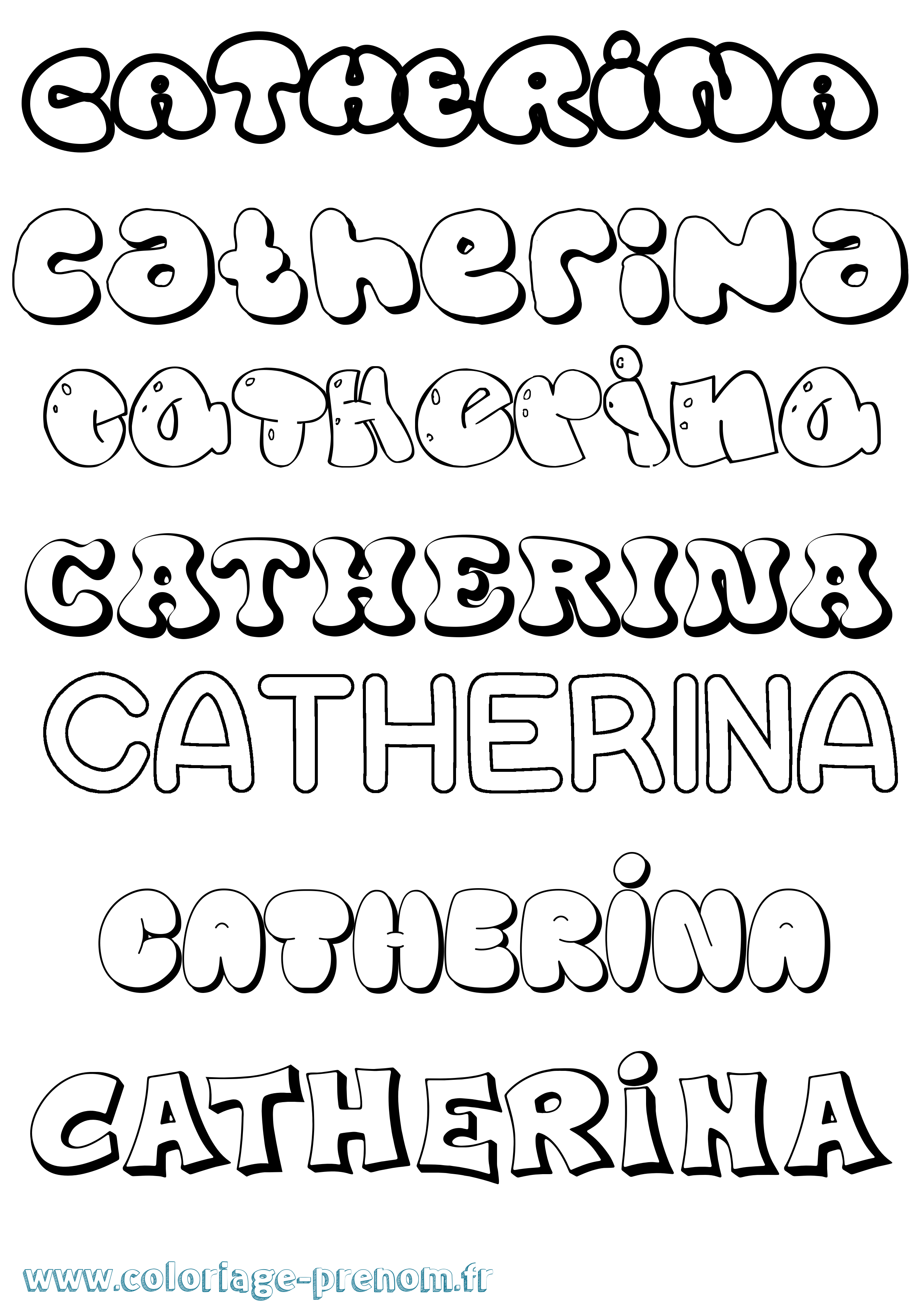 Coloriage prénom Catherina Bubble