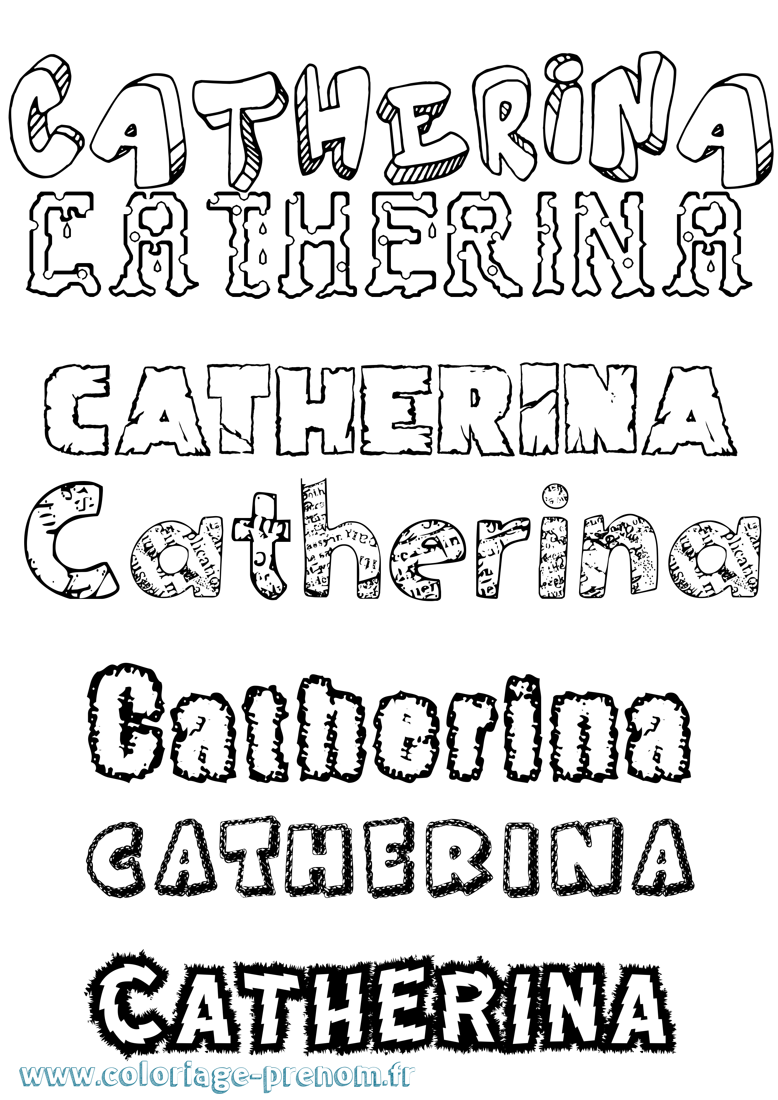 Coloriage prénom Catherina Destructuré