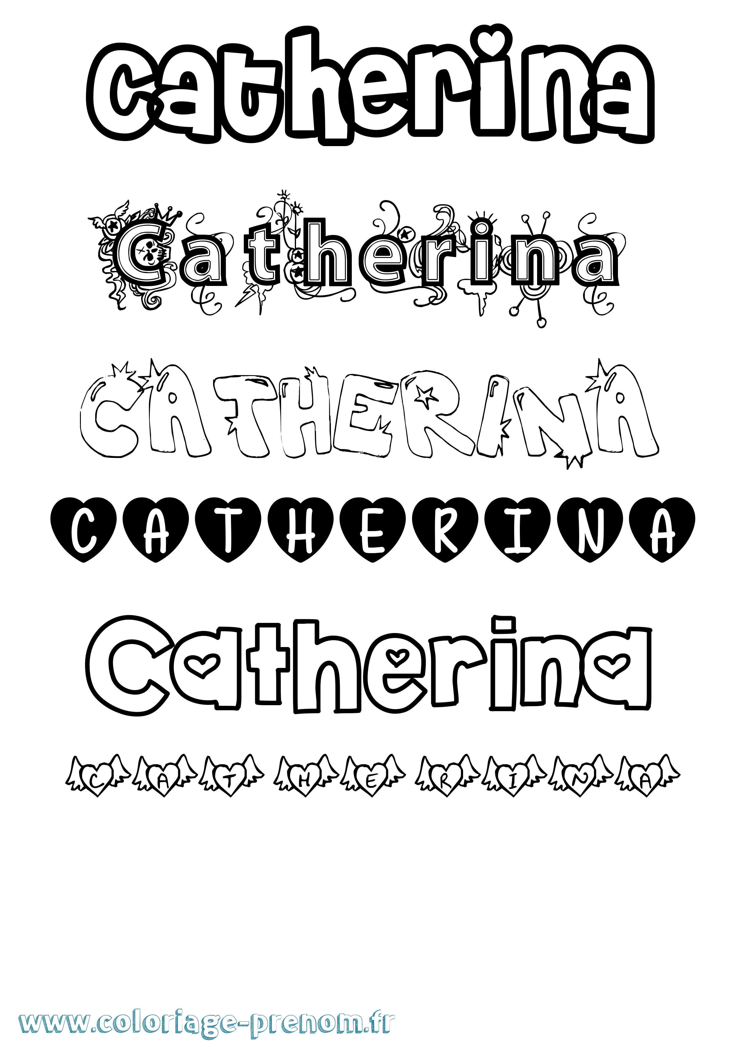 Coloriage prénom Catherina Girly