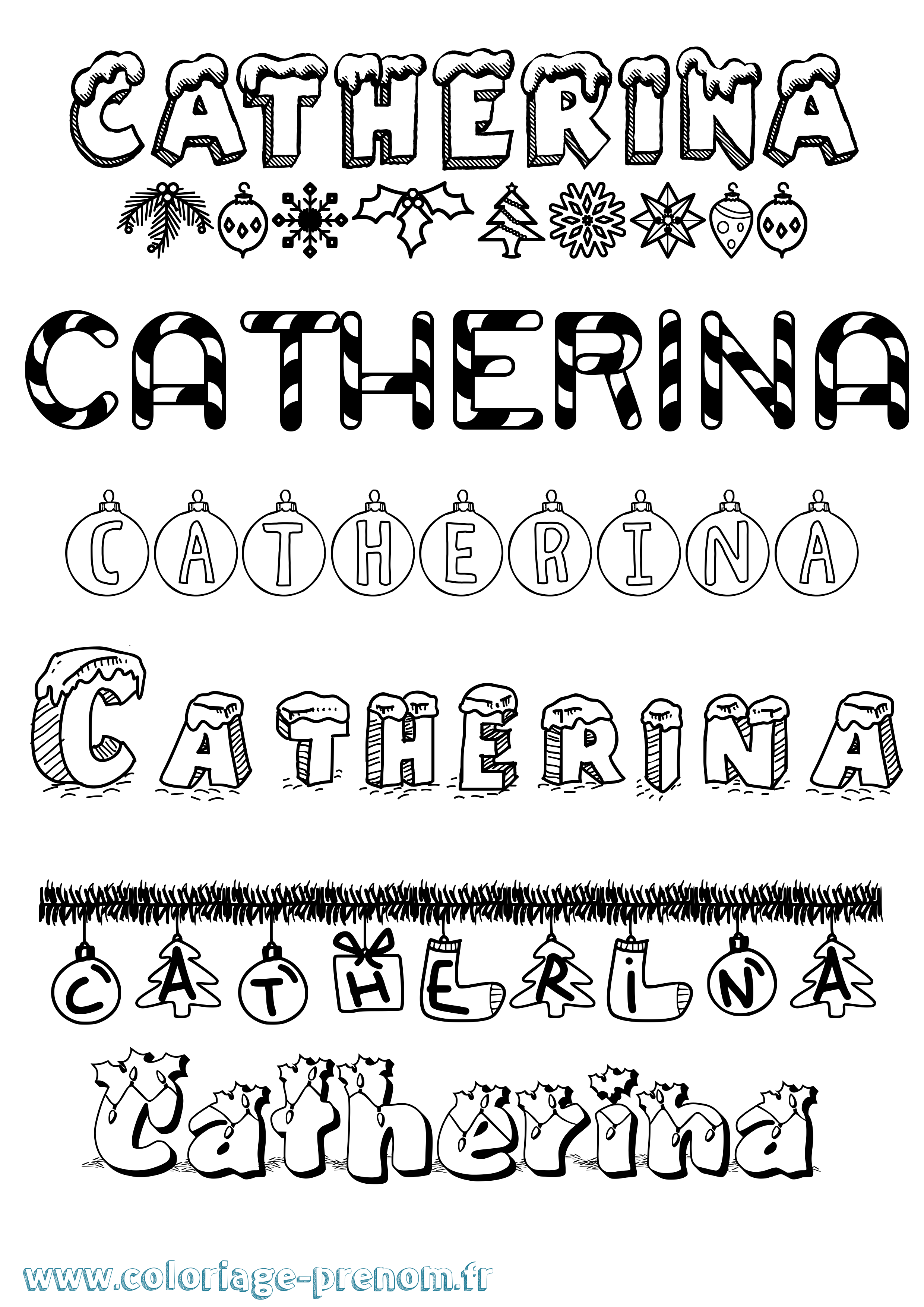 Coloriage prénom Catherina Noël