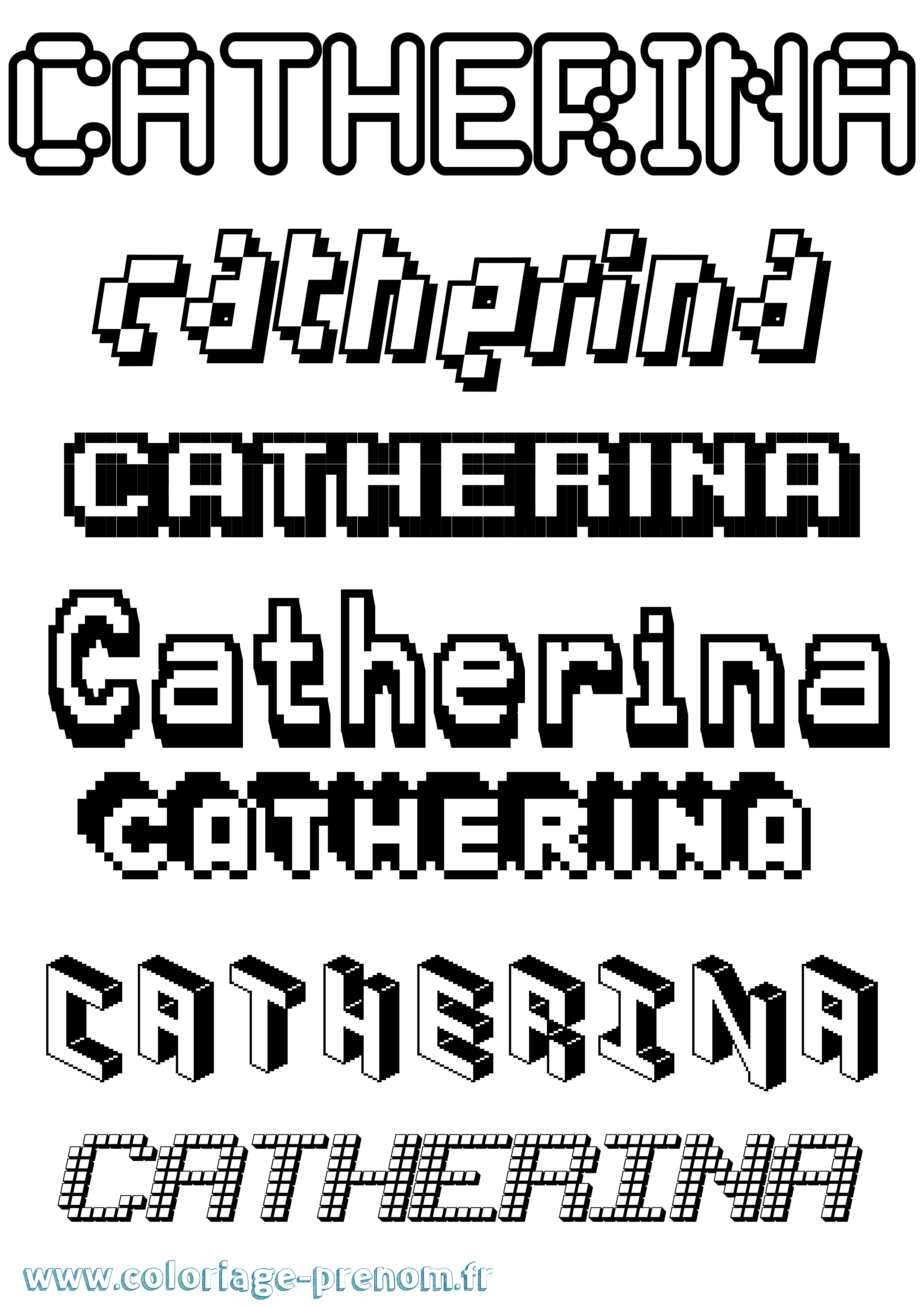 Coloriage prénom Catherina Pixel