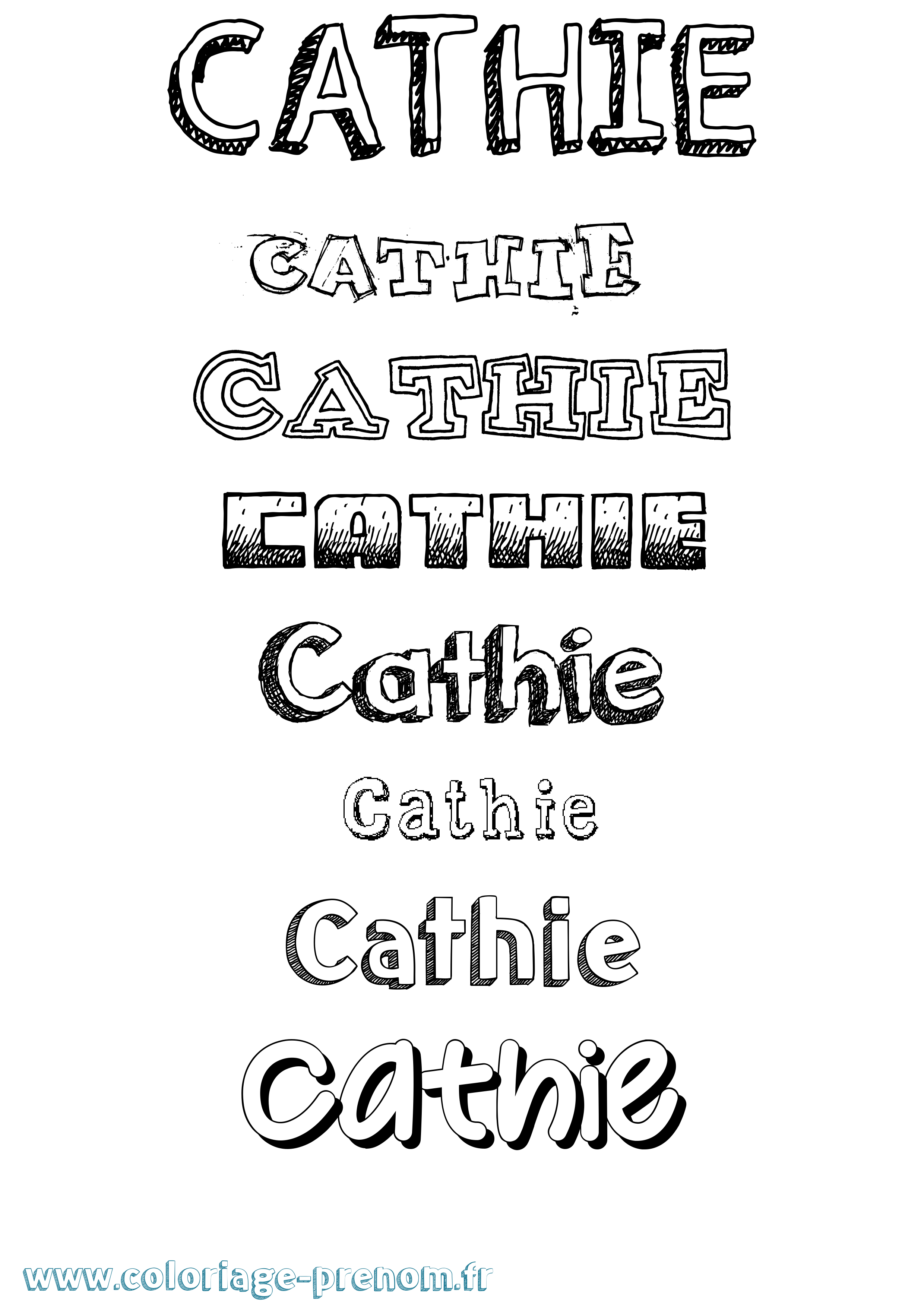Coloriage prénom Cathie Dessiné