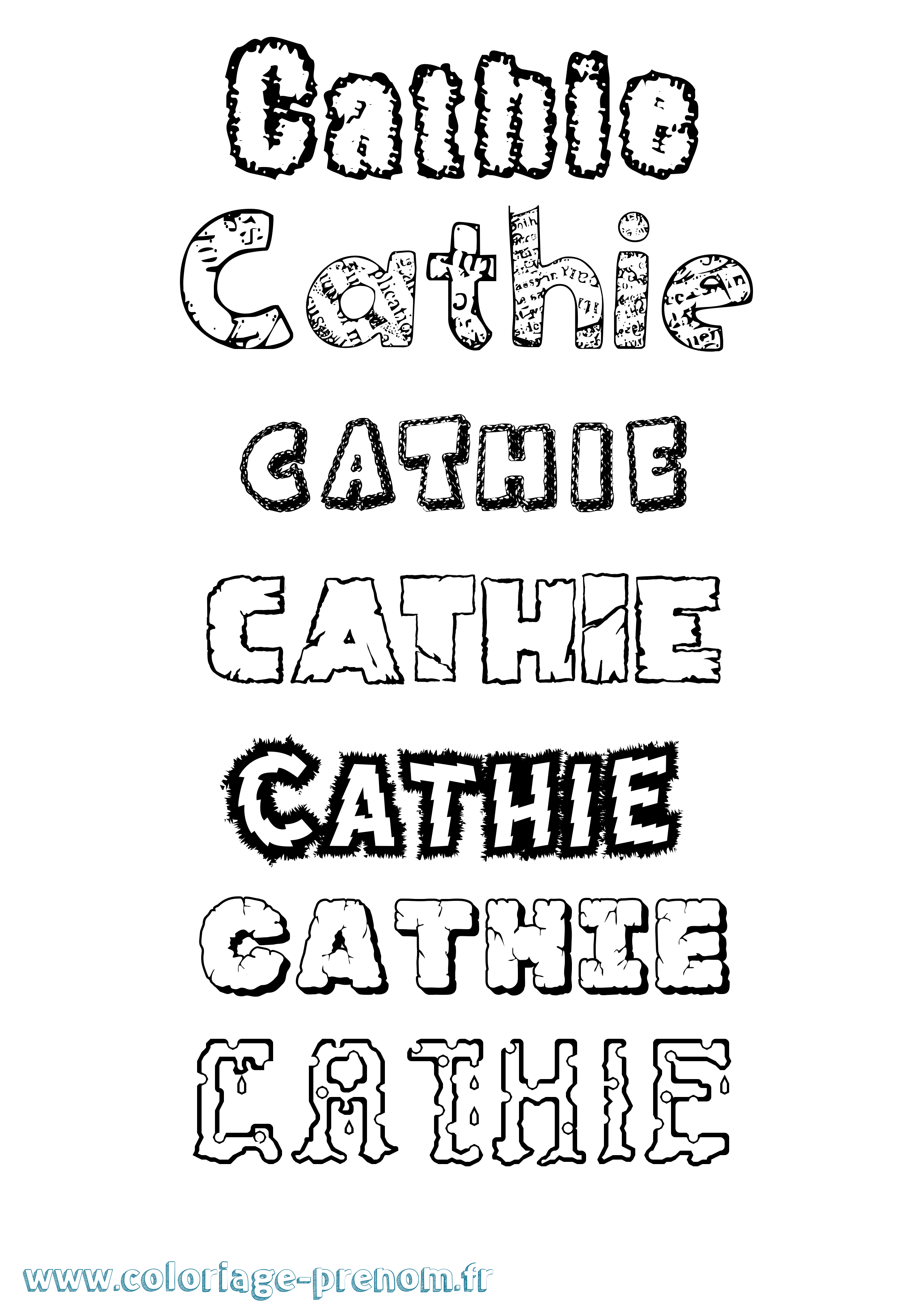 Coloriage prénom Cathie Destructuré