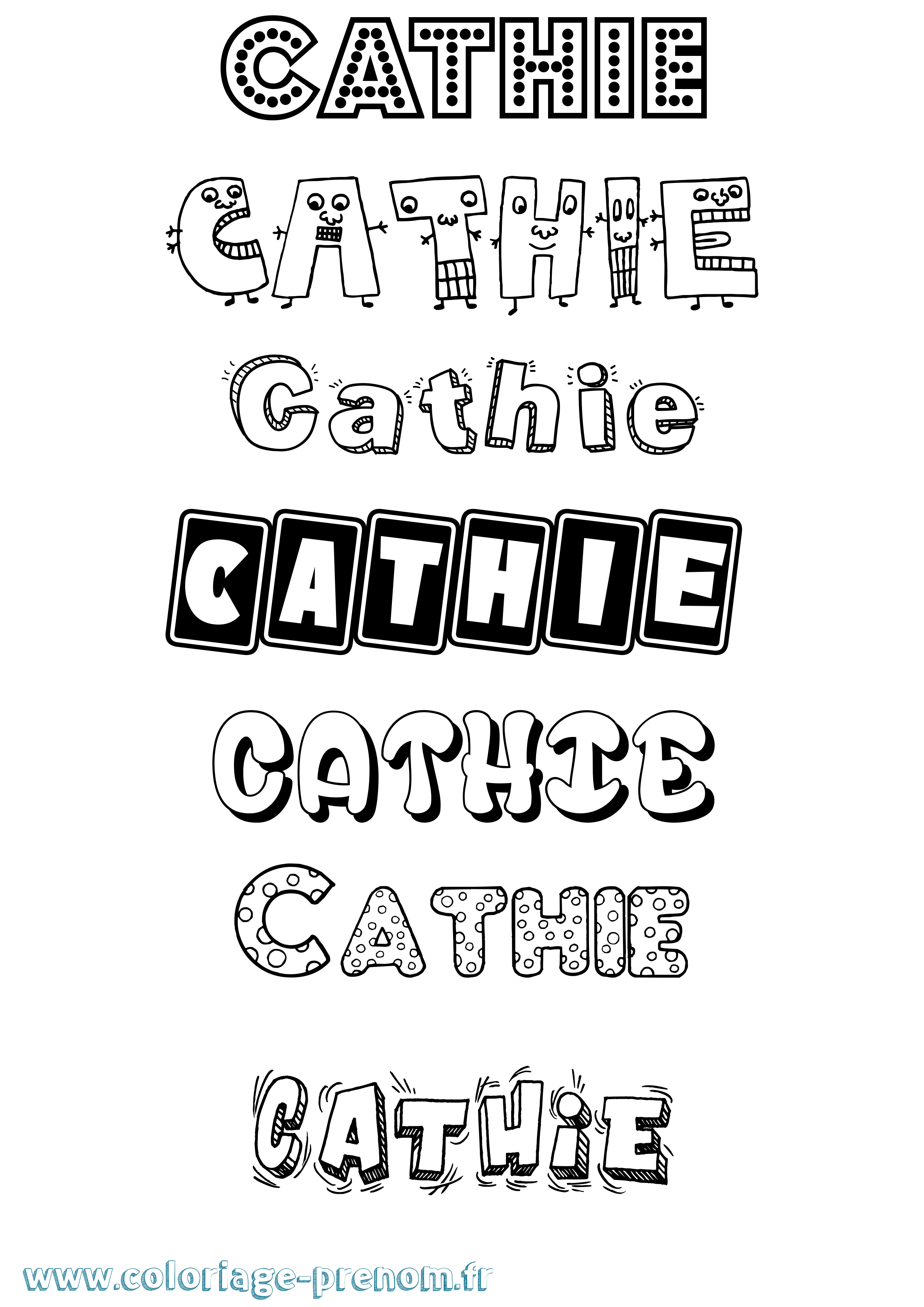 Coloriage prénom Cathie Fun