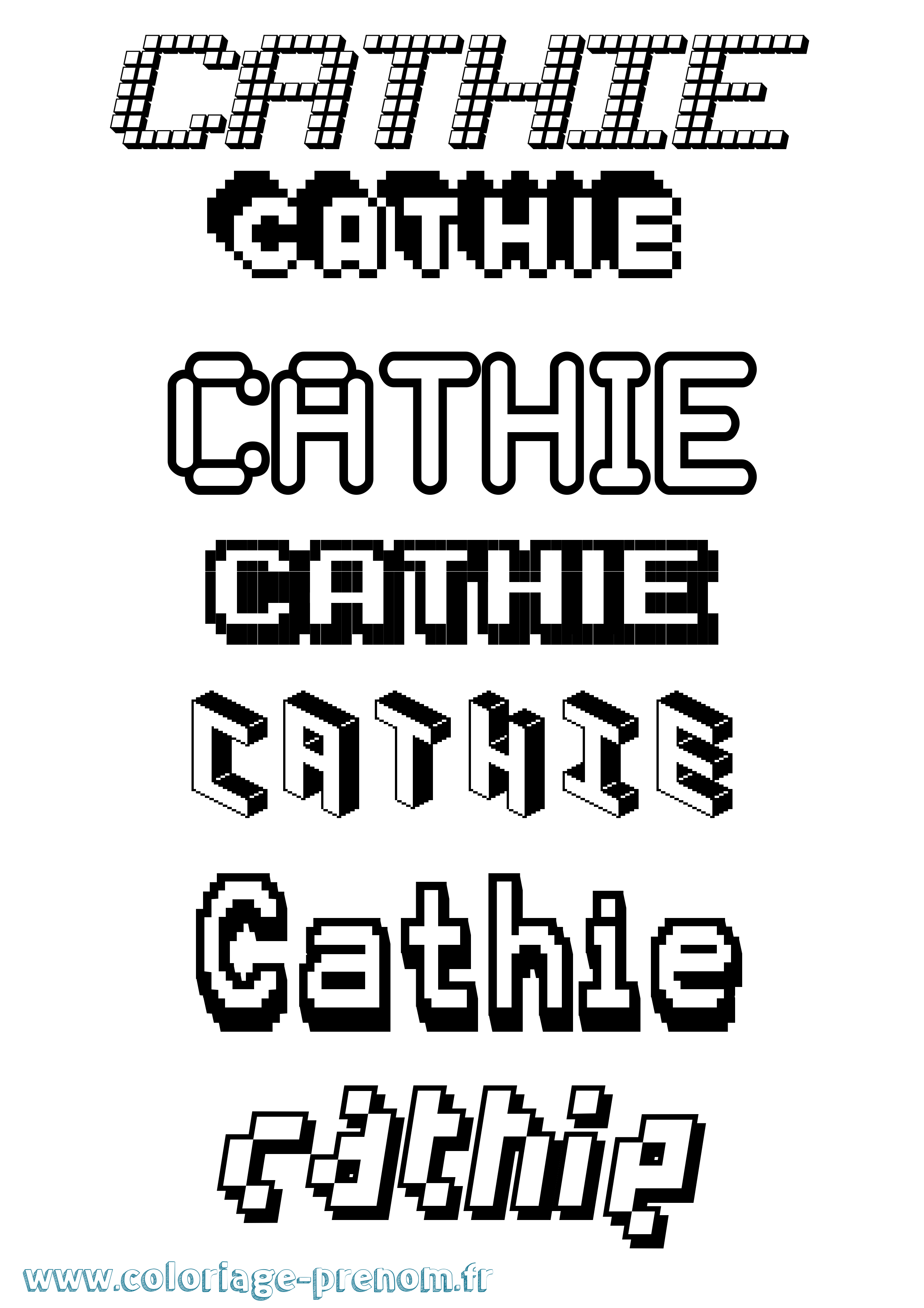 Coloriage prénom Cathie Pixel